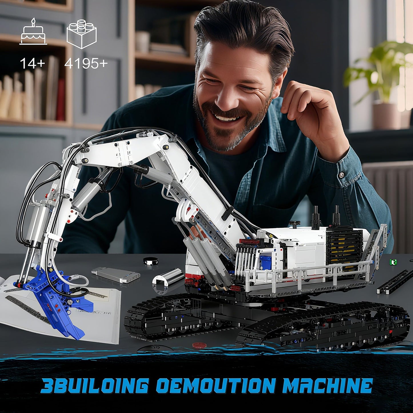 Mould King Mobile Demolition Crane Construction Set, APP Control Motorized Excavator Truck Building Blocks Kit, DIY Assembly STEM Car Toys for Adults - Perfect for Creative Play and Learning (4195+)