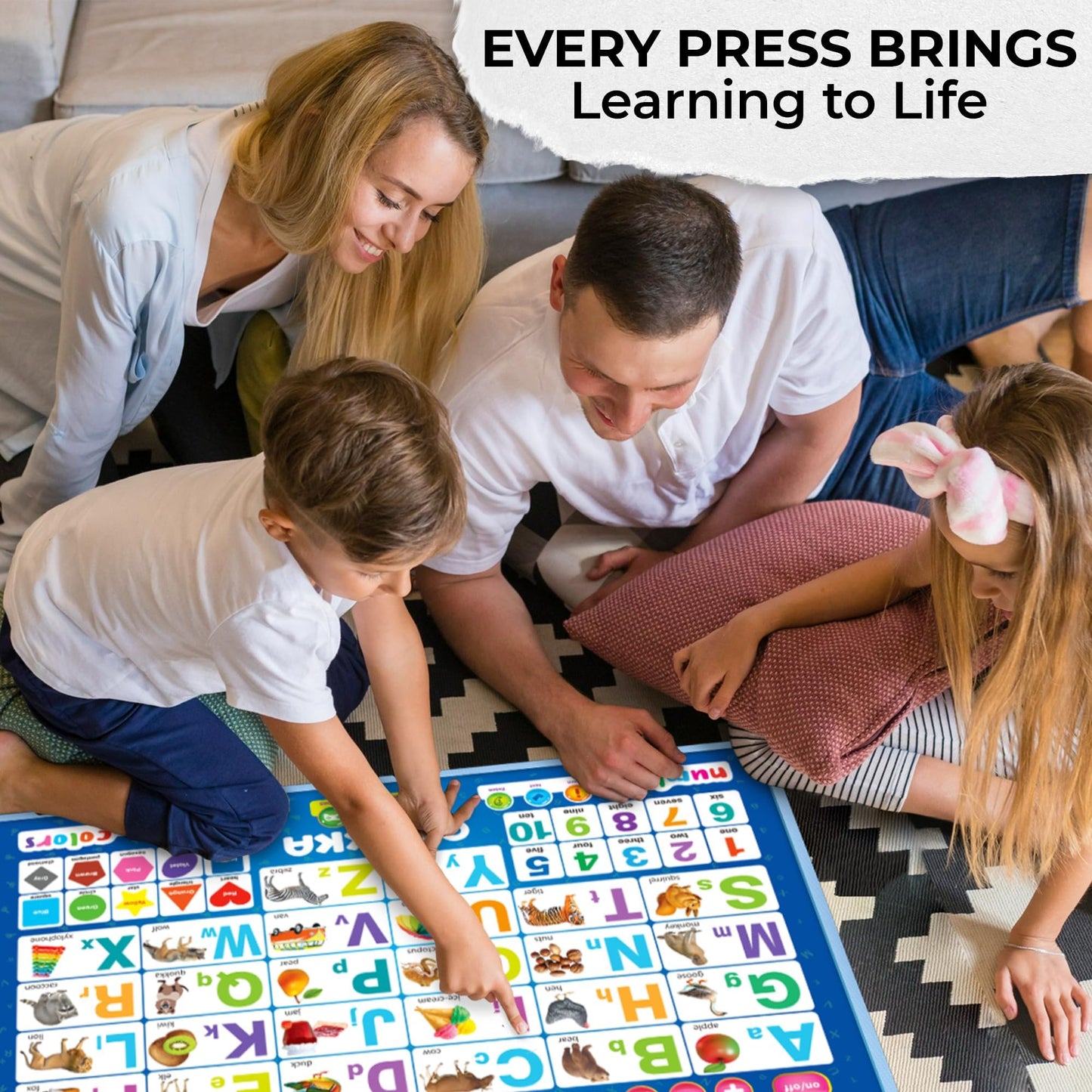 QUOKKA Educational Toys for Kids 5-7 Year Old - Blue ABC Chart Learning Wall Chart for Toddlers Age 3 4 6+ - Interactive Speech Therapy Poster Boy Girl - Autism Puzzle Game 8-10-12