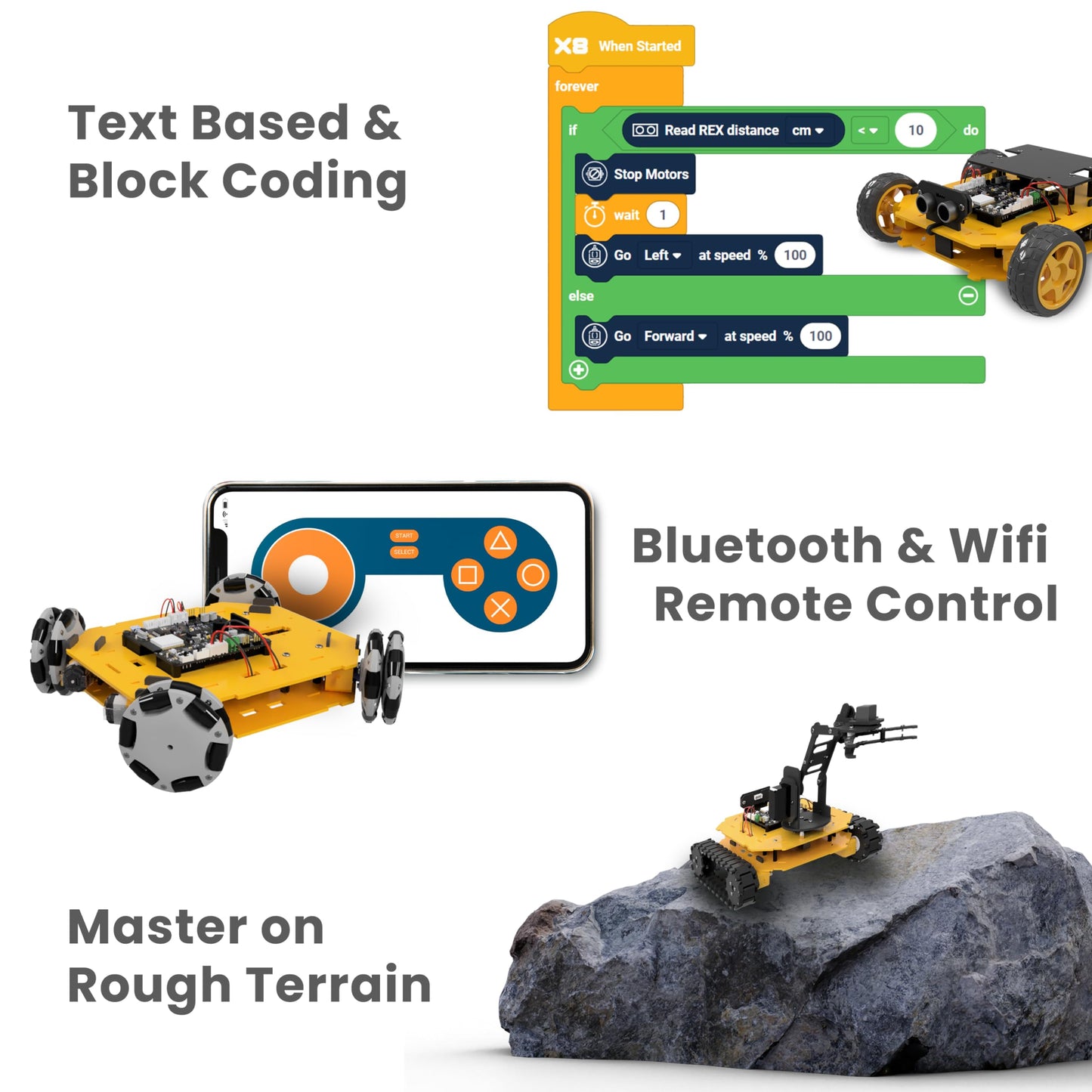 REX Evolution 8in1 Robotics Kit: Coding Robot Kit, Robotics Kit for Adults, Electronic DIY Smart Car Kit, 8 Model Robotics Set, Robot Kit