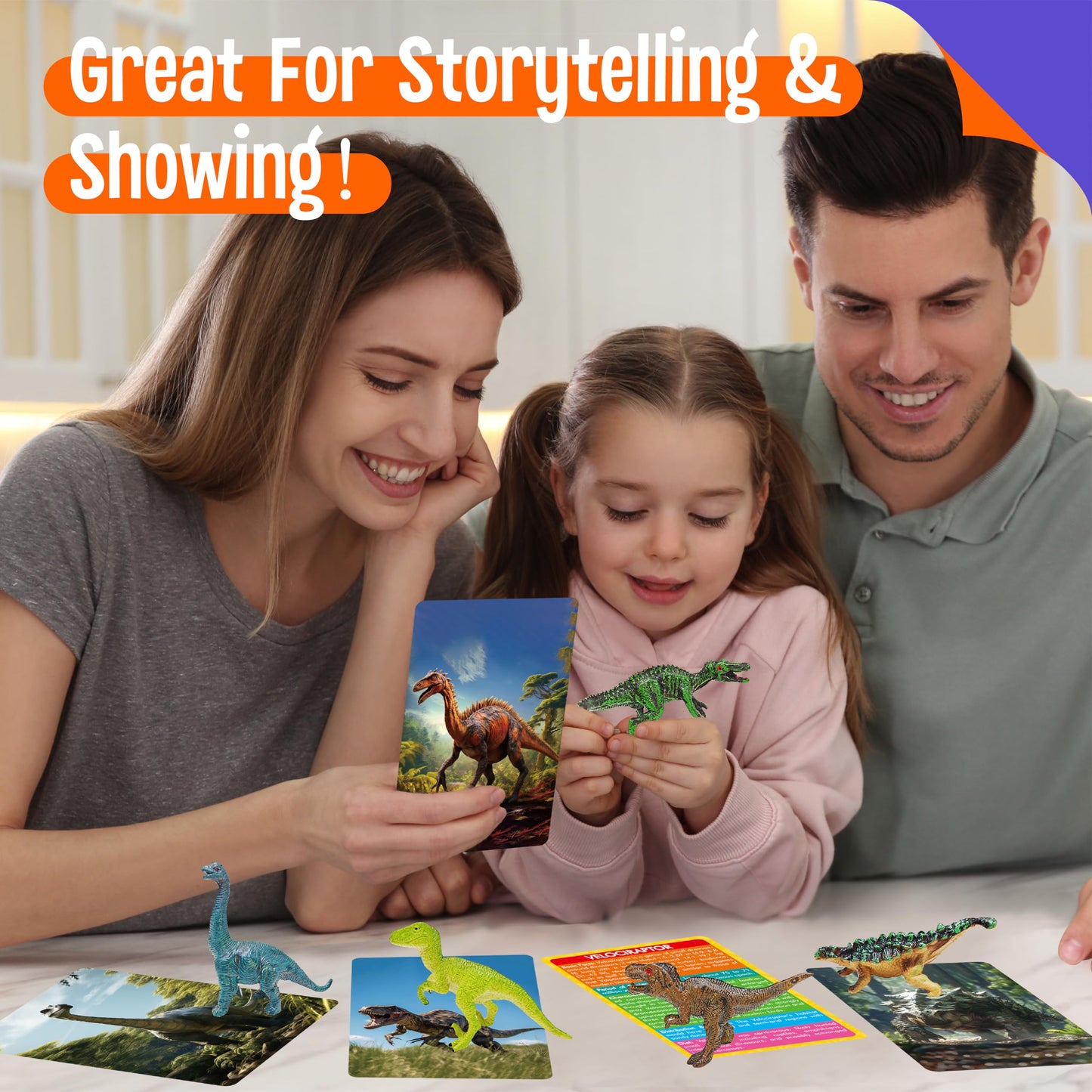 12 PCS Dinosaur Figurines with 12 Introducing Flashcards, Portable Dinosaur Figurines Montessori Toys Science Educational Matching Game for Homeschool Preschool Toddler Kids