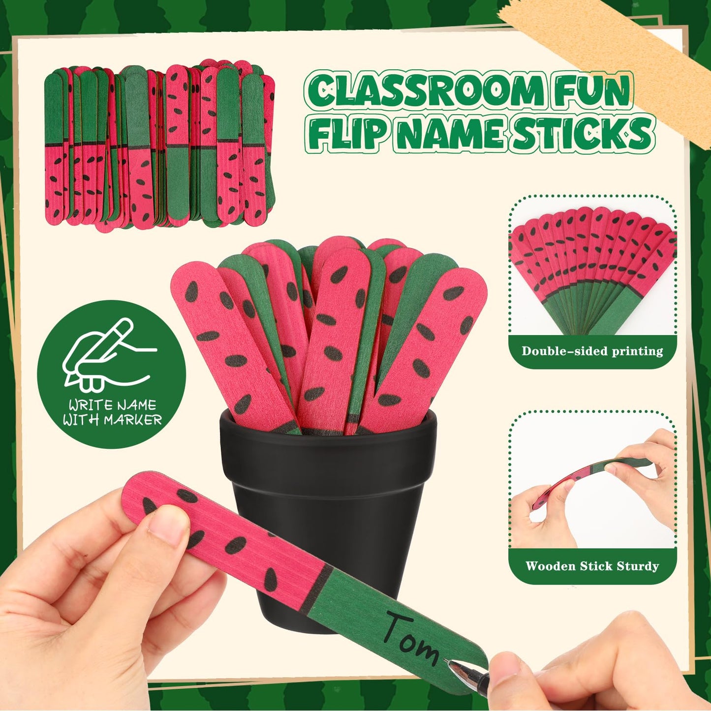 Chunful 72 Flip Name Sticks with Storage Pot Talking Flip Name Stick Counting for Classroom Back to School Management Teacher Essential Student Grouping Tally Educational and Learning Supply(Stylish)