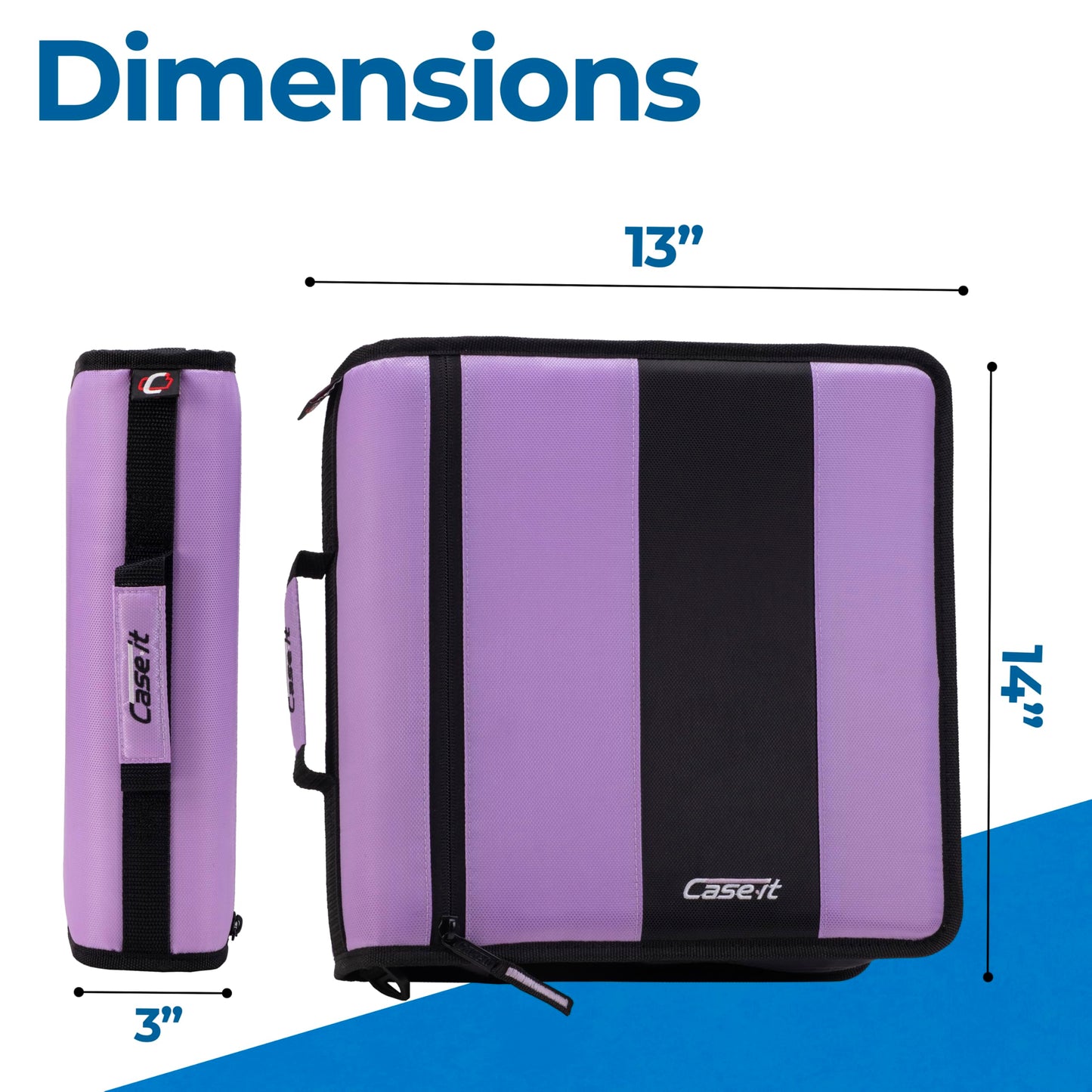 Case-it Classic Zipper Binder | 2-Inch O-Rings, 350 Sheet Capacity, Multiple Storage Pockets & Shoulder Strap | School & Office Organizer | D-251 Lavender