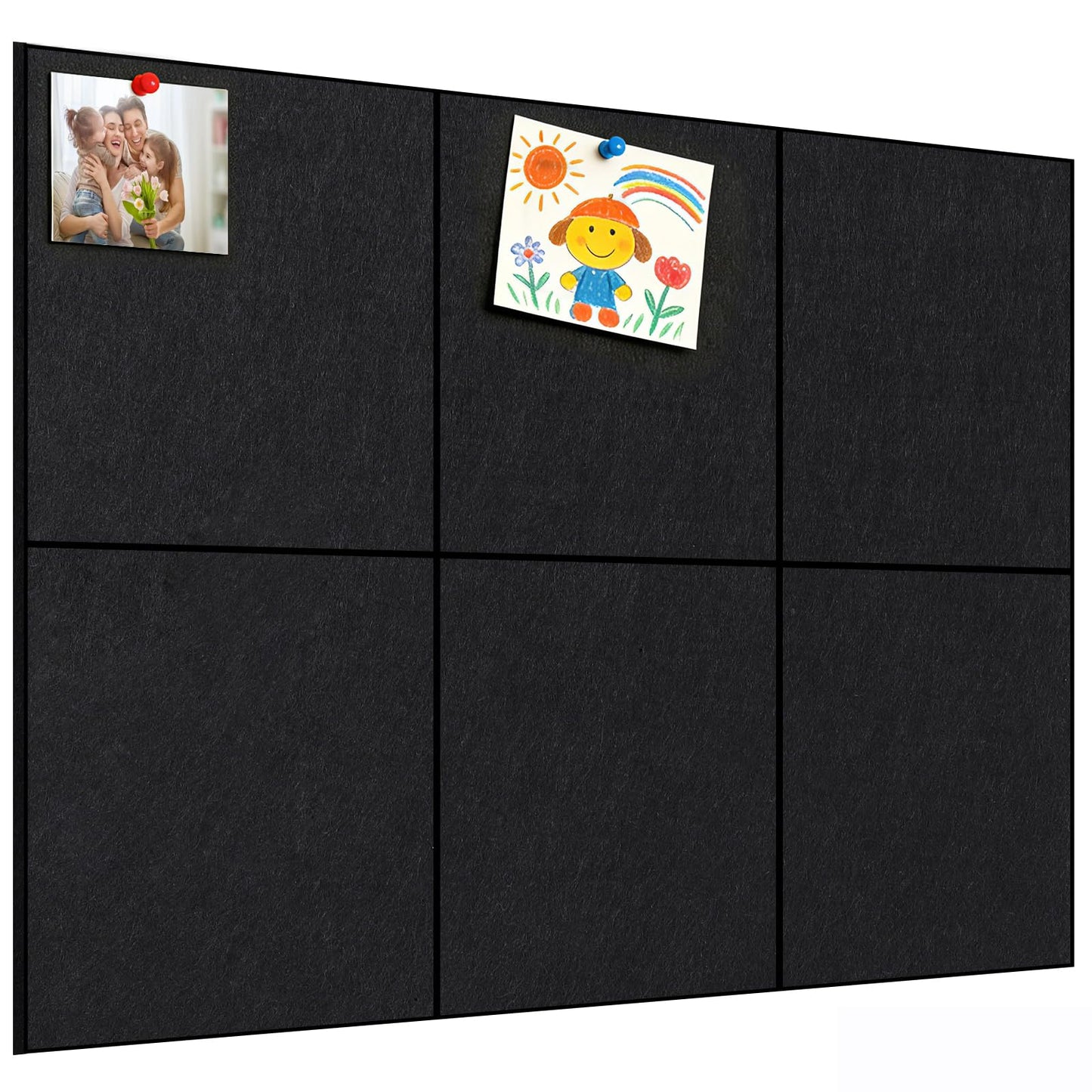 Xydstay 36x24 inches Felt Bulletin Board, Self-Adhesive, 6 Pack with Pins