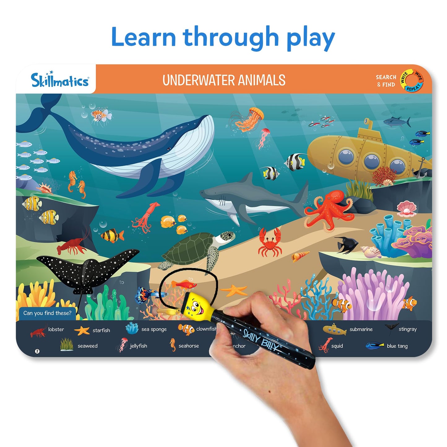 Skillmatics Search and Find Animals Educational Game - Reusable Preschool Learning Activities, Perfect for Toddlers & Kids Who Love Toys, Art & Crafts, Builds Vocabulary, Gifts for Ages 3, 4, 5, 6