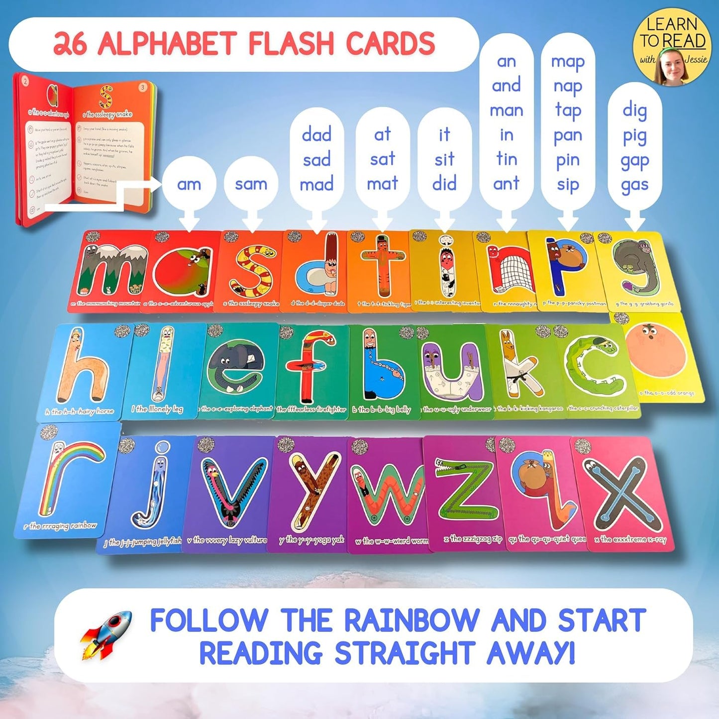 Phonics Flash Cards with Video Lessons for Ages 2-6 Years - Fantastic Alphabet Flash Cards Kindergarten - Engaging ABC Cards for Preschool, Kindergarten and Kids Educational Letter Cards for Toddlers