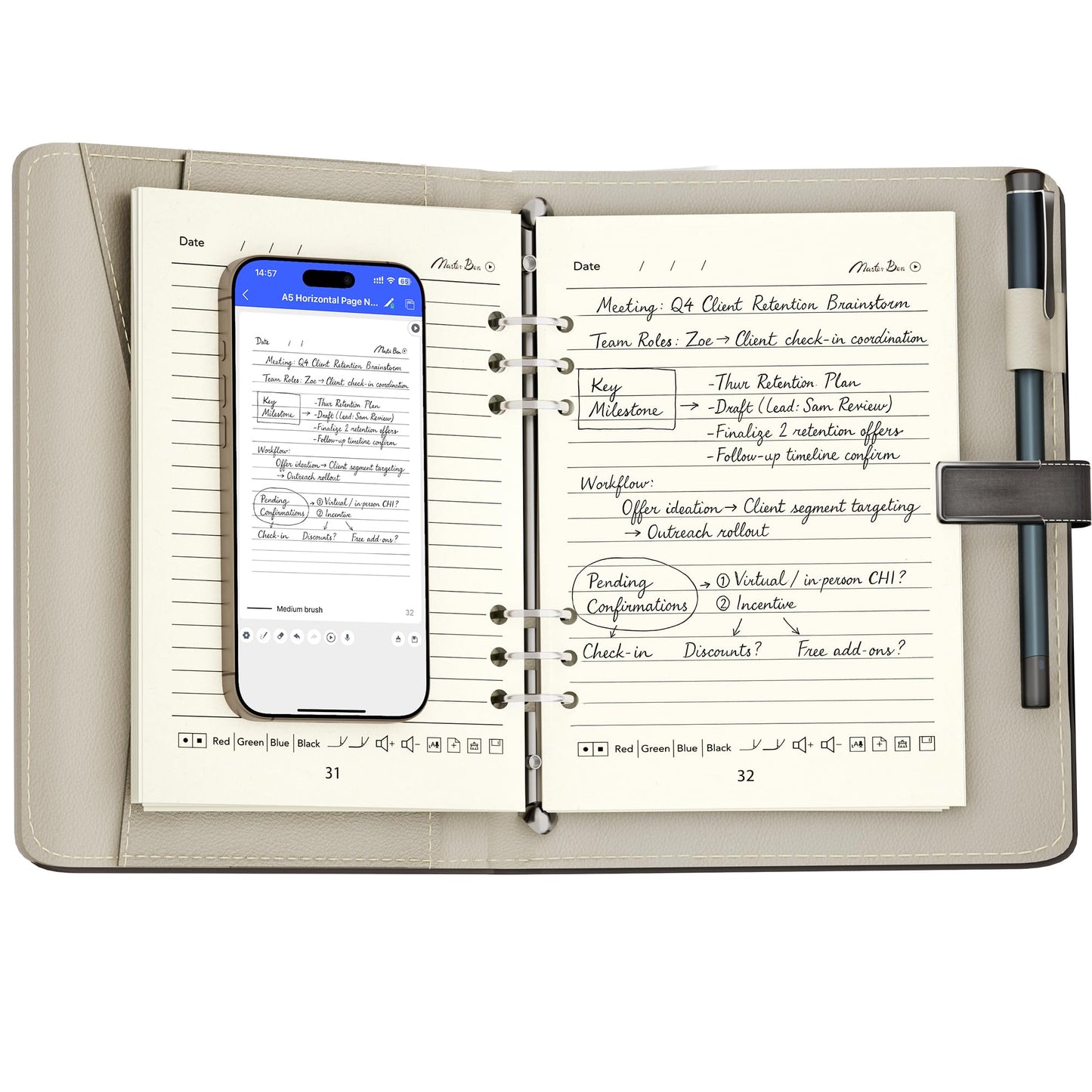 Mloas Smart Sync Pen for Note Taking, Digital Notebook with Pen, Enables Synchronized Handwriting, Ocr to Text, Offline Storage, Audio Recording and Note Sharing, Compatible with IOS and Android