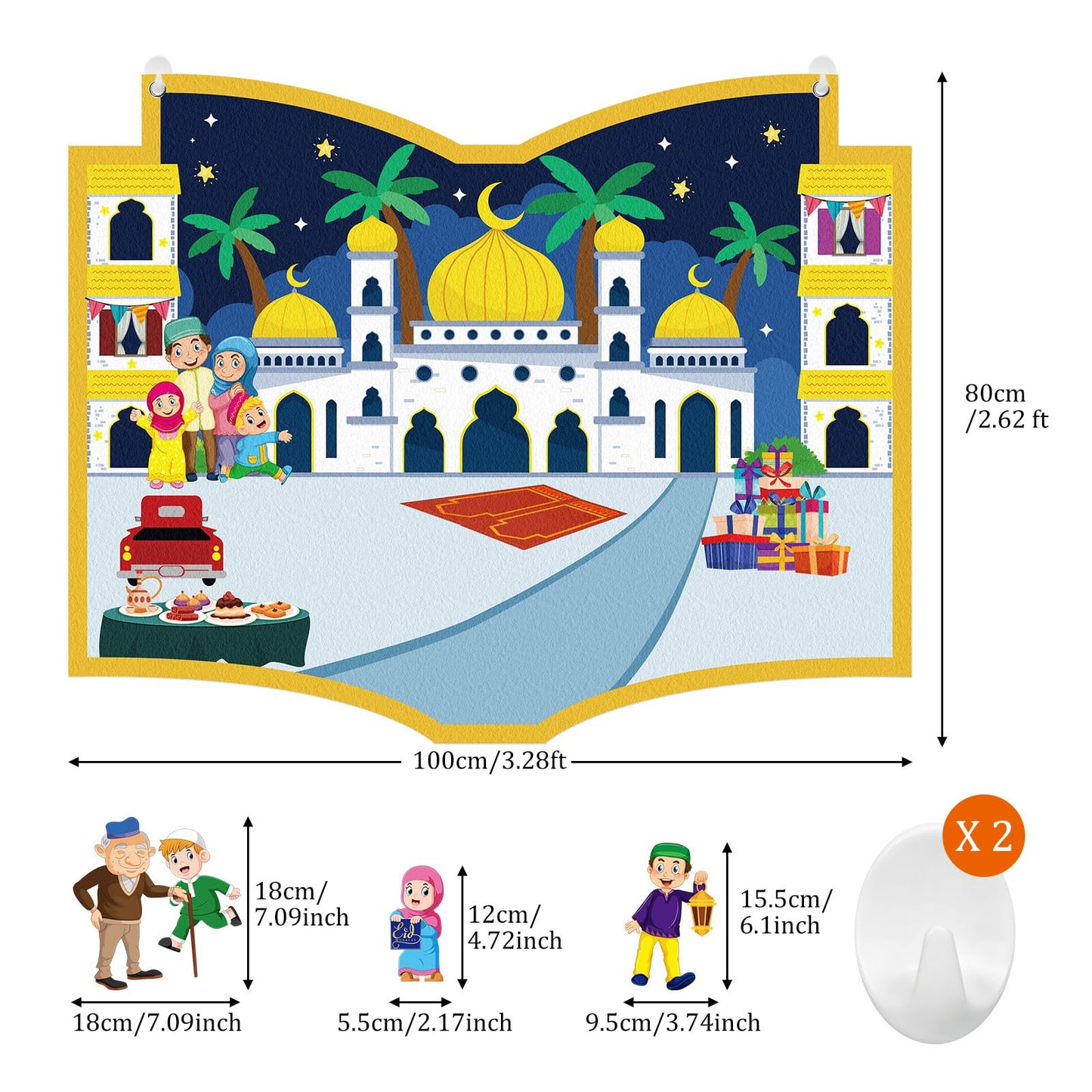 Cinrobiye DIY Ramadan Craft Kit – Eid Crafts & Activities, Reusable Felt Mosque, Moon & Stars Set for Classroom, Home, Islamic Holiday Decorations, Party Supplies