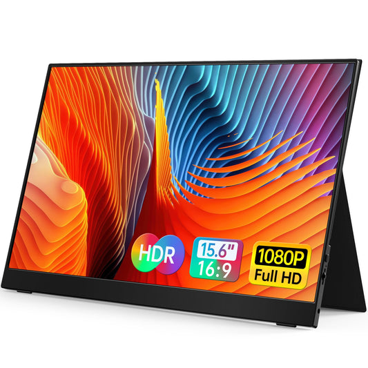 VILVA Portable-Monitor-for-Lapto - 15.6'' 1080P FHD IPS Display USB-C HDMI Portable Monitor for Laptop with Cover and Speakers External Monitor for Laptop/PC/Mac/Phone/Xbox Switch/PS4/
