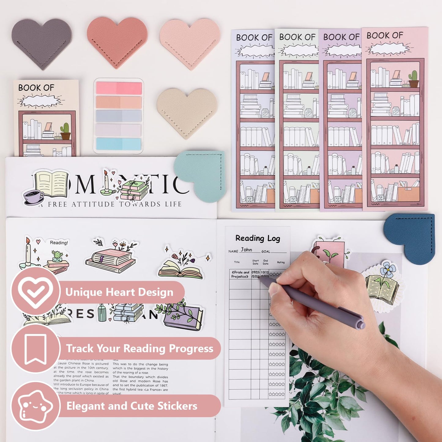 52 PCS Aesthetic Book Annotation Kit 6 Pastel Highlighters and Gel Pens Reading List Bookmarks Sticky Notes Index Tabs Stickers Bible Pages Self-Adhesive Bag for Book Lovers Gifts Book Accessories