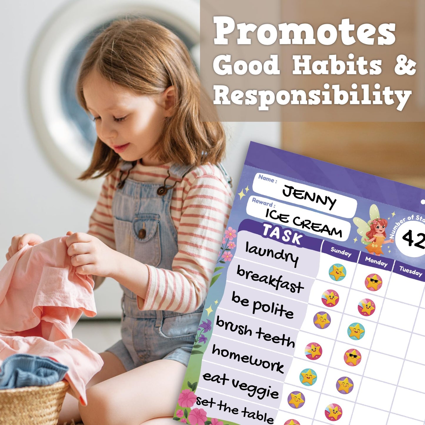 Gooji Princess Reward Chart for Kids - Motivational Chore Chart for Kids, Behavior Chart for Kids at Home, Sticker Chart - Perfect for Encouraging Good Habits, Learning, and Responsibility