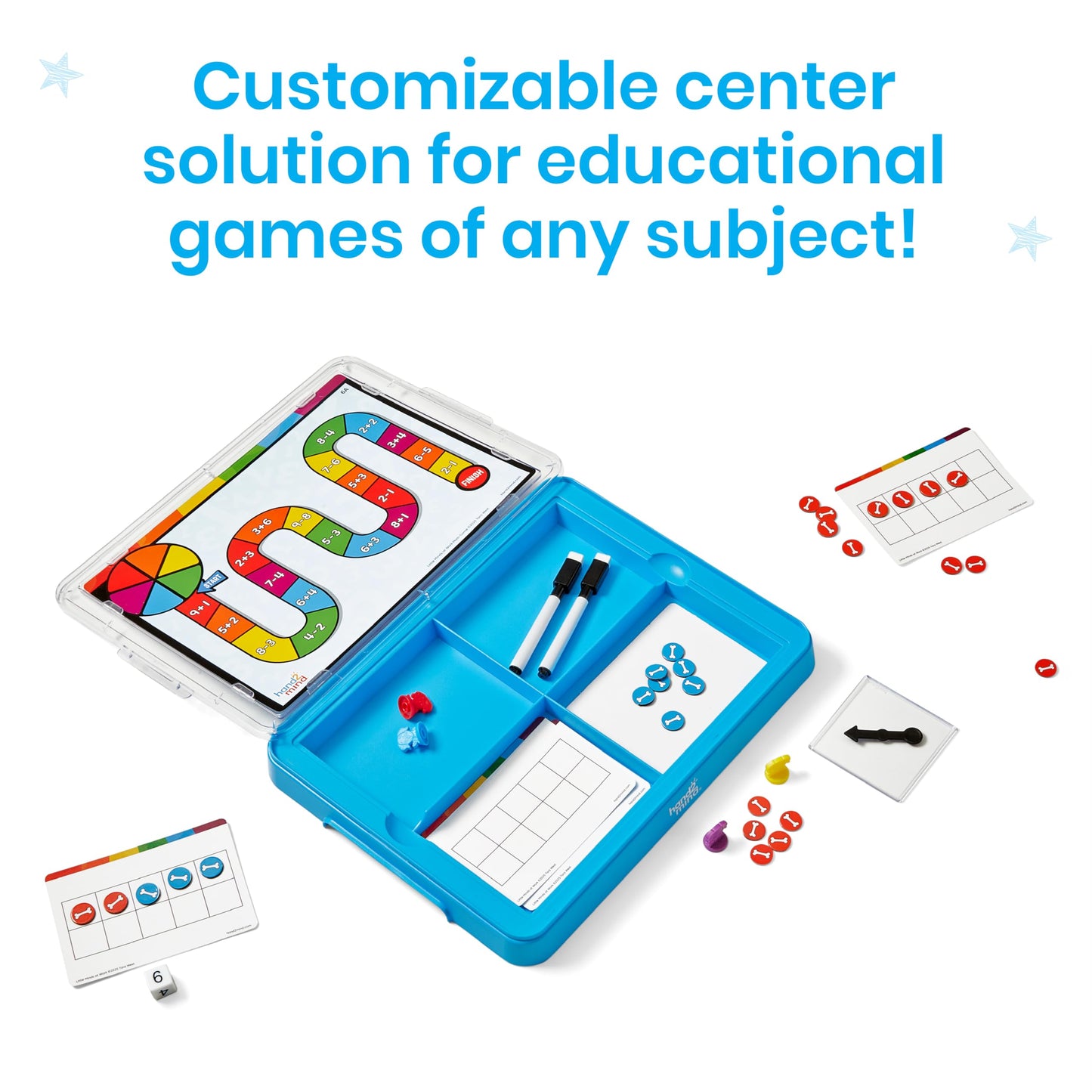 hand2mind Little Minds at Work Game Tray Set by Tara West, Includes Reading & Math Preschool Learning Activities, Science of Reading Manipulatives, Math Games for Kids, Teacher Supplies for Classroom