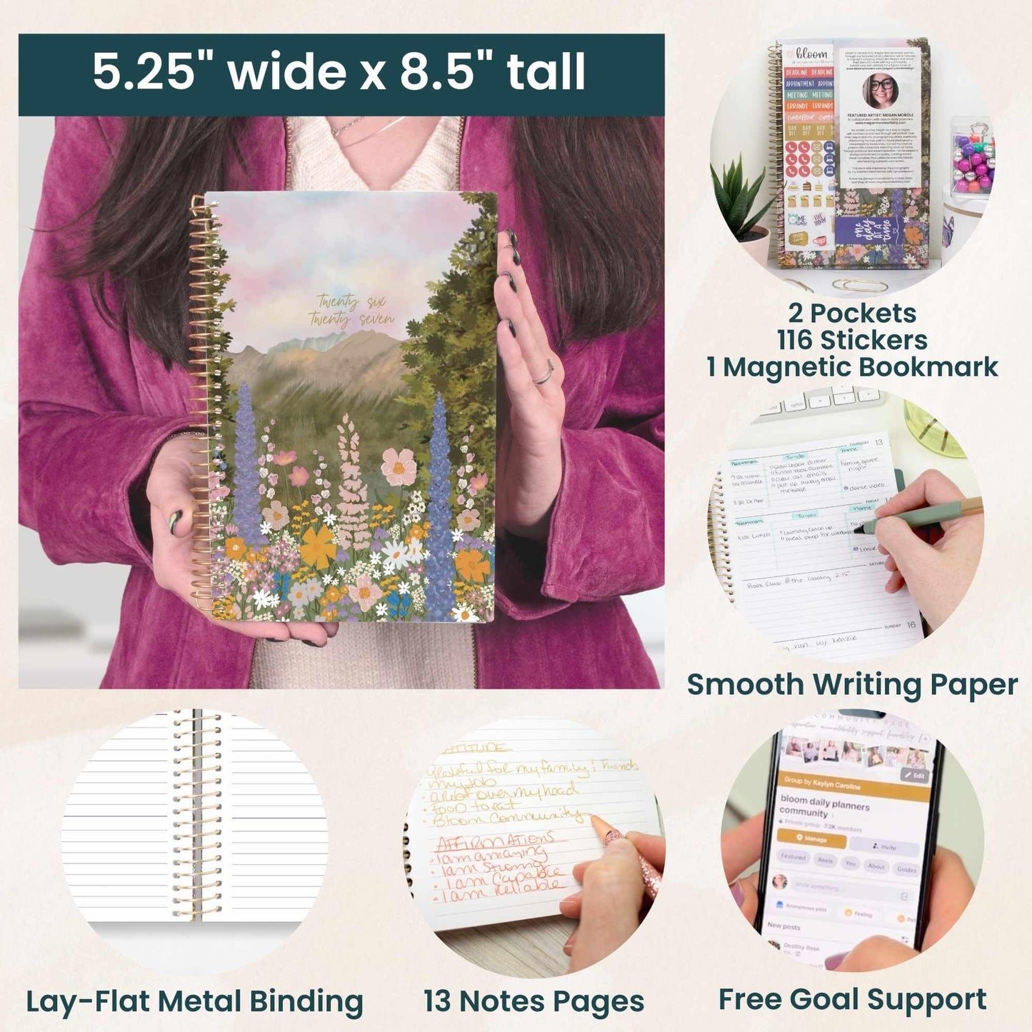 bloom daily planners 2026-2027 Planner - Academic Year (July 2026 - July 2027) Monthly & Weekly Soft Cover Planner for Women - 13 Month Agenda Book with Stickers - 5.5" x 8.25" - Wildflower Mountainside