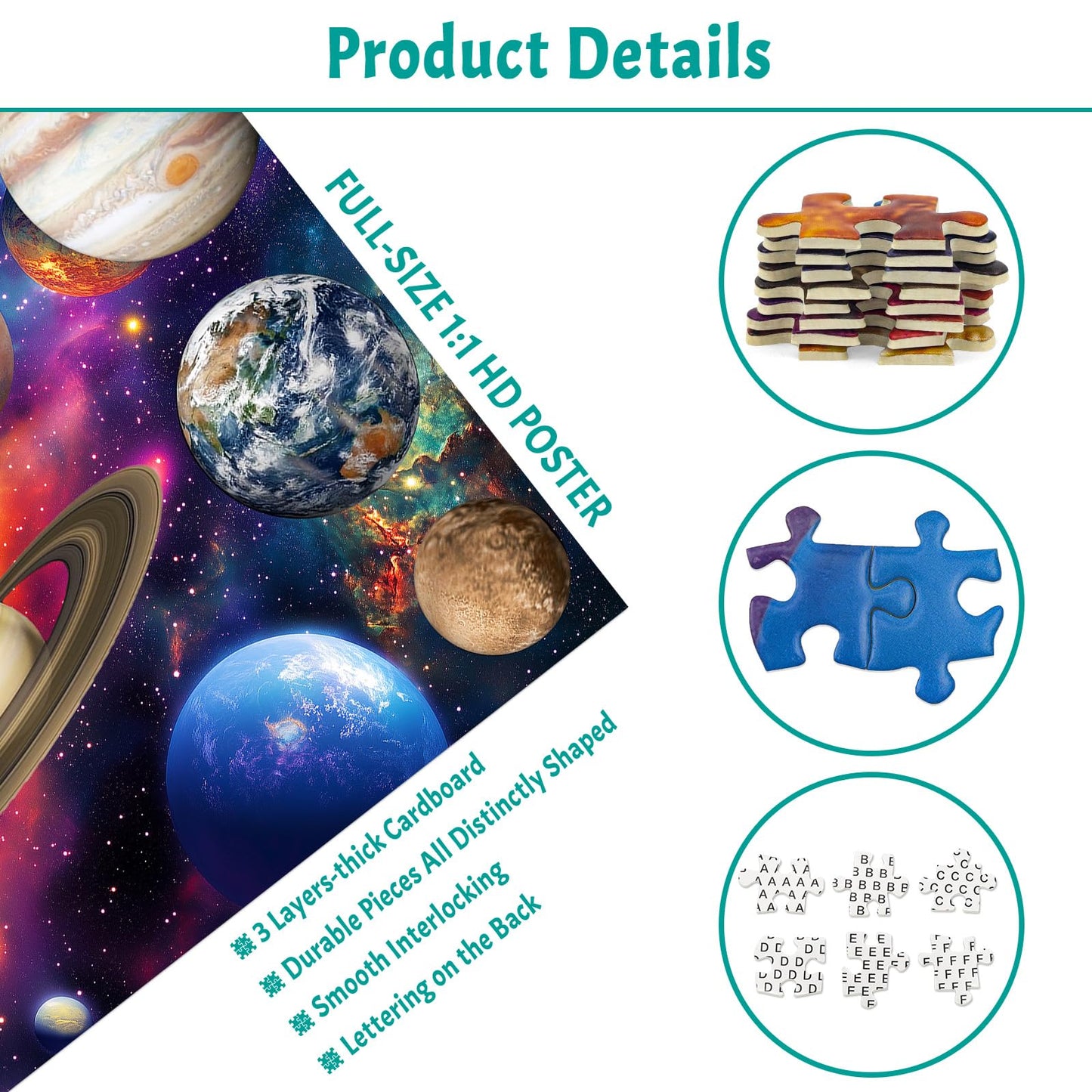 MBOQIU 1000 Piece Puzzle for Adults - Solar System Puzzles for Adults 1000 Pieces, Letters on Back, Universe Scene Jigsaw Puzzle, Space Scene Challenging Puzzles for Teens Seniors - 27.6 x 19.7 inches