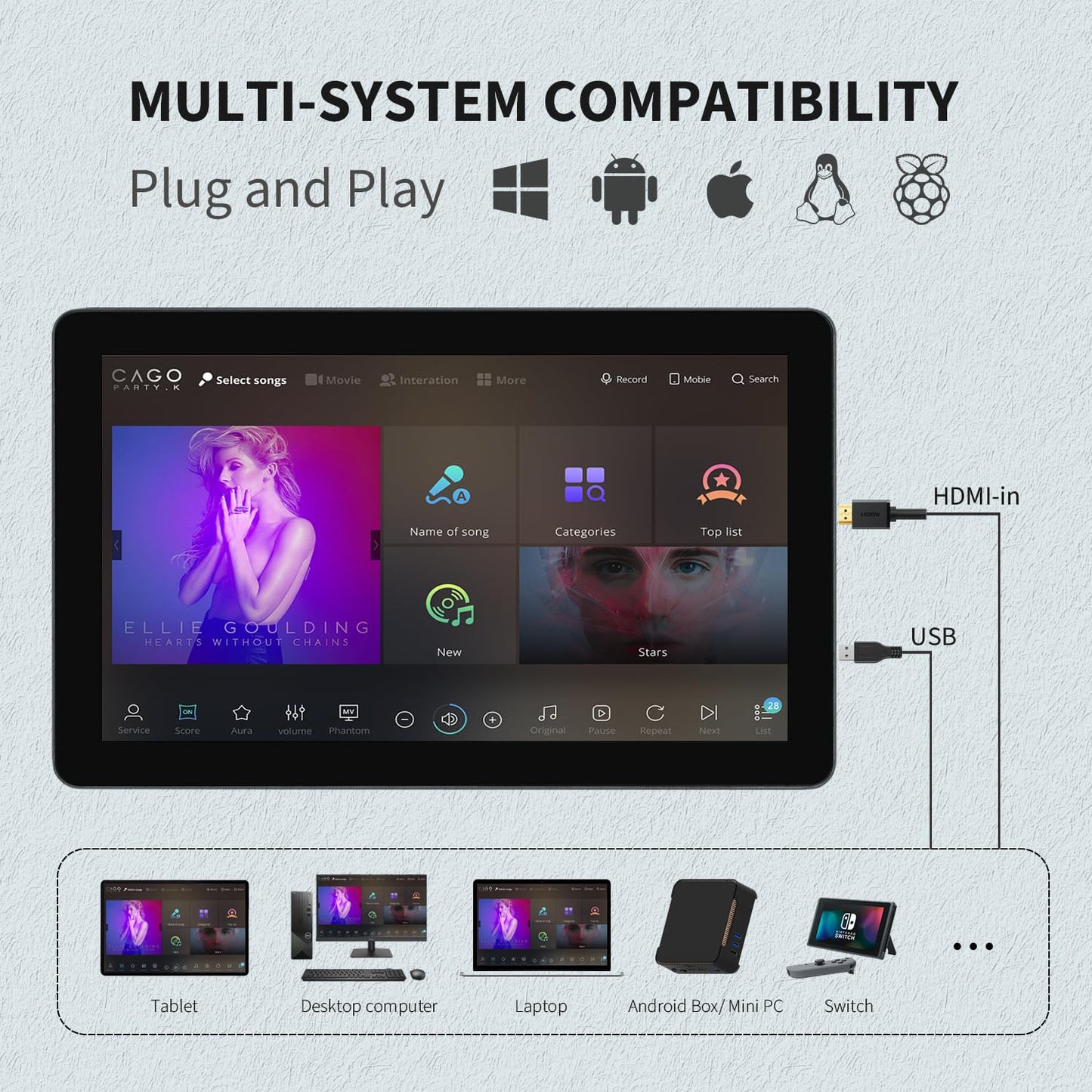 TouchWo 13.3 inch Capacitive Multi-Touch Screen Industrial Monitor, 16:9 Display 1920 x 1080P, Built-in Speakers, VGA & HD-MI Monitor for PC, POS, Small Business, Restaurant