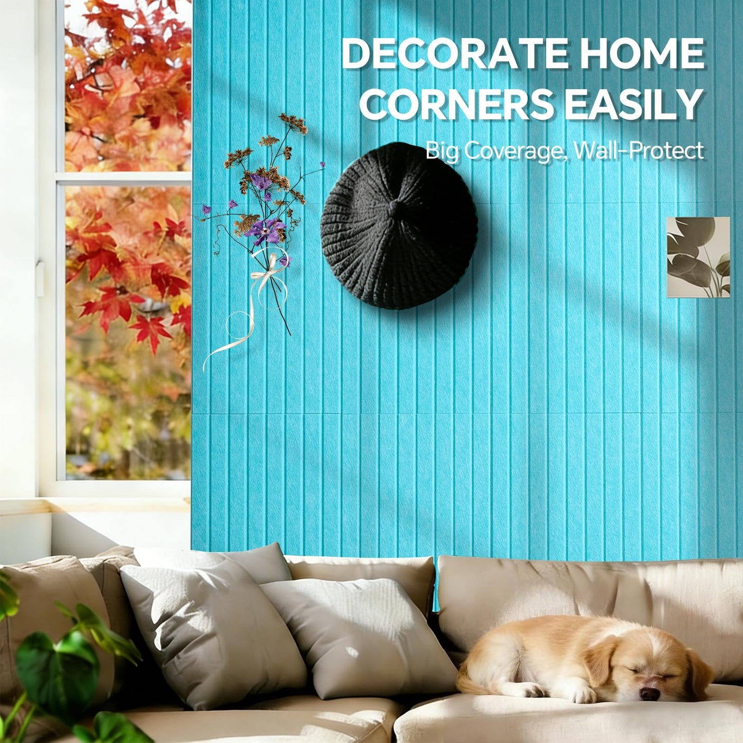 Slat Felt Wall Tiles (12 Pack) - 11.8"x11.8" Self-Adhesive Bulletin Board for Wall, Acoustic Panels for Sound Dampening, Modern Black Pin Board, Home Office Decor (30x30cm)