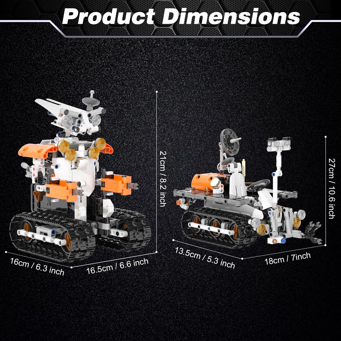 Sciencow 2-in-1 Build a Robot Kit, Remote & APP Controlled Robotic Building Blocks Toys STEM Projects for Kids Ages 8 9 10 11 12 13 14,Chirstmas Birthday Gift for Boys (RC Mars Rover)