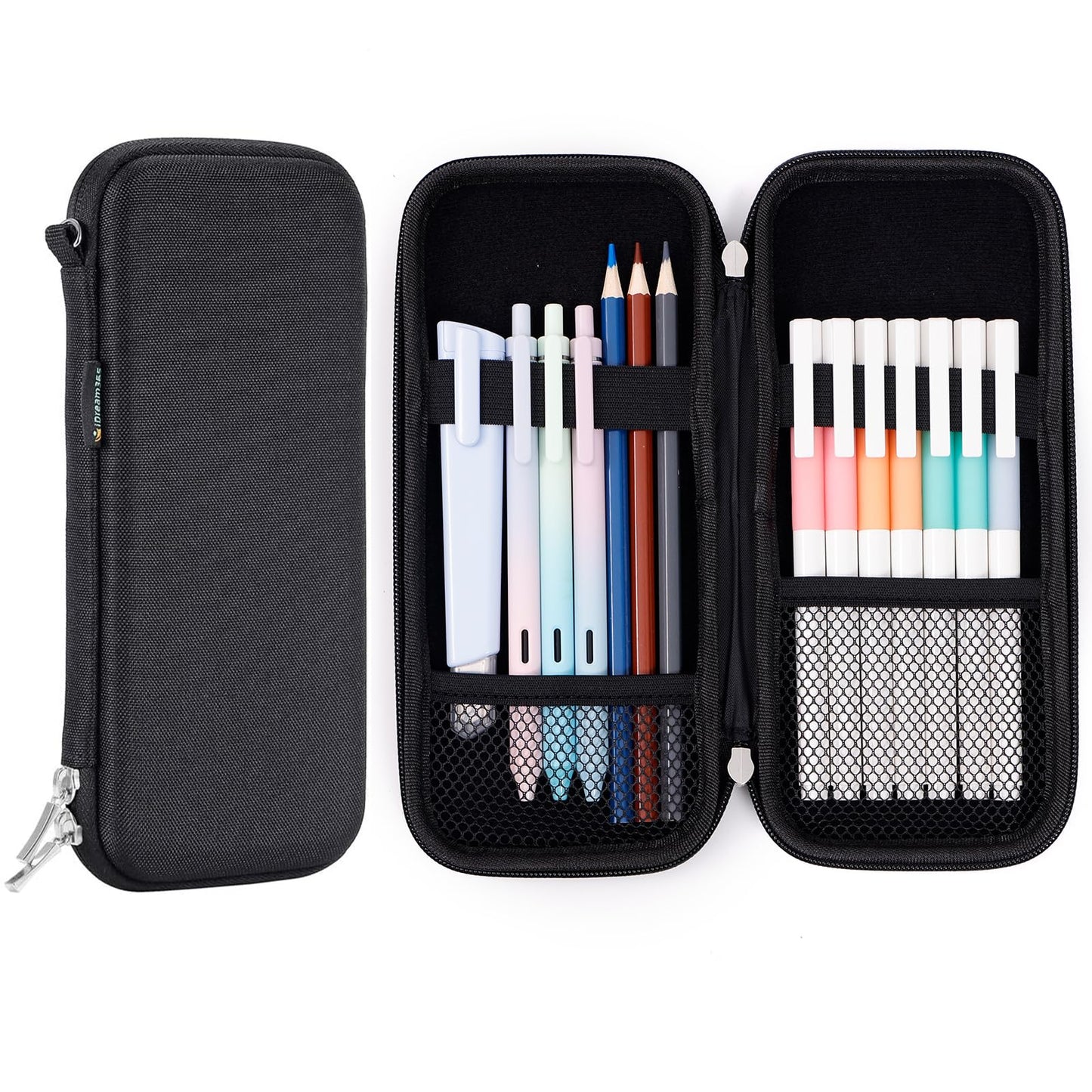 iDream365 Upgraded Hard Pencil Case Box for Adults,Durable Pen Carrying Case with Zipper-Black