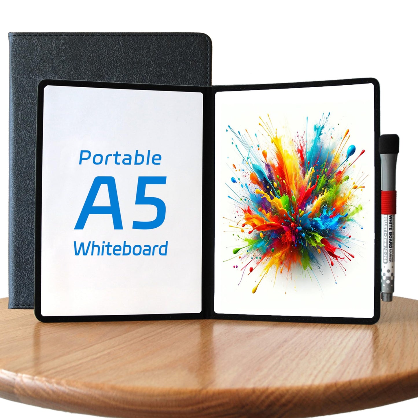 iNenya A5 Pocket White Board - Double-Sided Dry Erase Board 8x6 inch - Ultra-Thin 0.3" Portable Whiteboard with Markers & Erase | Anti-Ghosting Surface for Office Home School Student(Double-A5 Black)