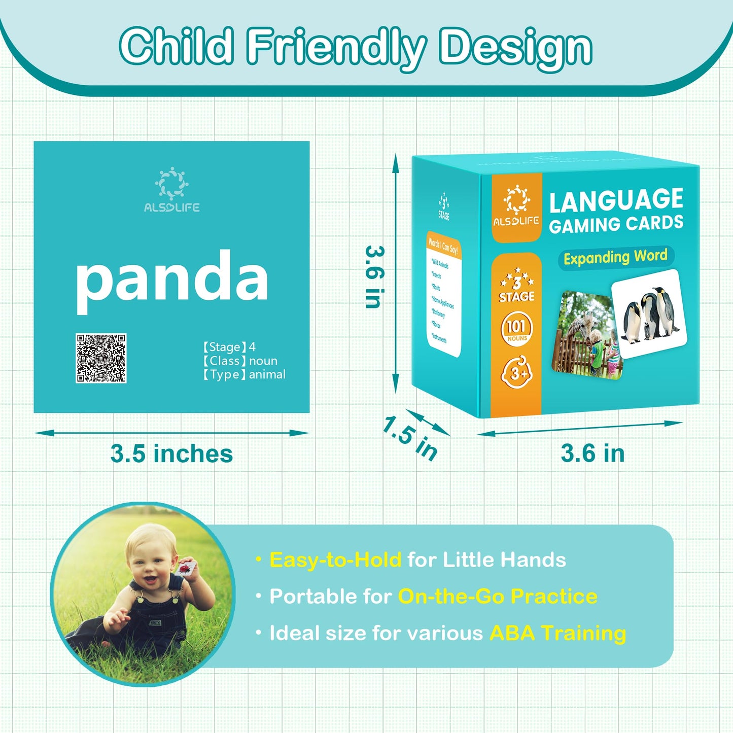 ALSOLIFE 100 Nouns Flash Cards for Toddlers, Expanded Vocabulary Cards with Videos, Preschool Learning Flashcards, Noun Picture Cards for Speech Therapy Material ABA Therapy| Language Builder Card