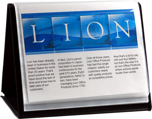 Lion Flip-N-Tell Display Book-N-Easel, Letter, 20 Double Sided Pocket, Horizontal, 1 Easel Display Book (39008-H)