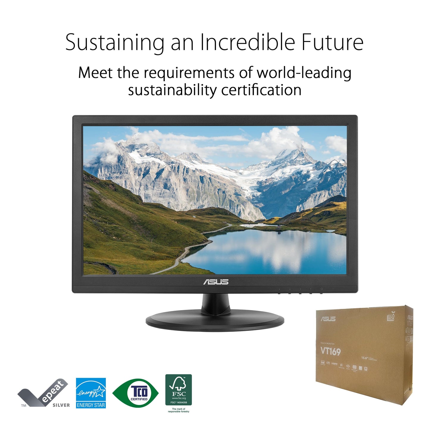 ASUS 15.6” 1080P Touch Monitor (VT169HE) - Full HD, 10-Point Touchscreen, IPS, Wide Viewing Angle, Frameless, Eye Care, Flicker Free, Low Blue Light, HDMI, Windows 11 Compliance, VESA Mountable