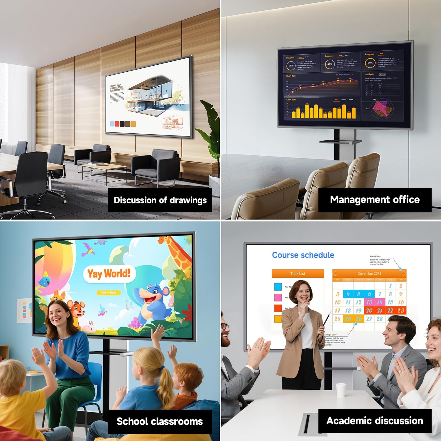 Smart Board, Interactive Whiteboard, 4K UHD Touch Screen Digital Board, Digital Electronic Smartboard for Classroom,Office & Conference Rooms,Open App Ecosystem(Board & Wall Mount Only) (65 Inch)