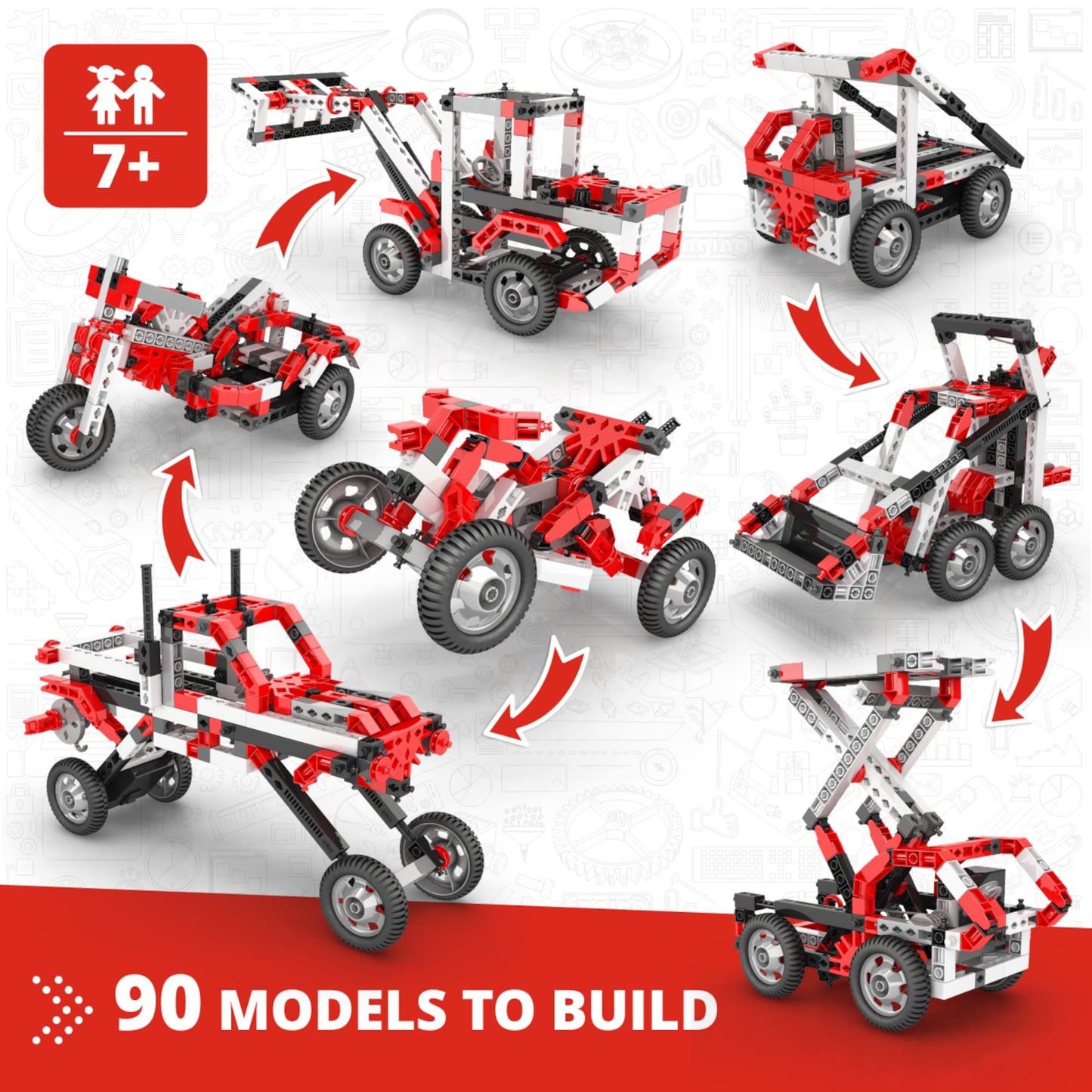 Engino- Inventor STEM Toys, 90 Motorized Models, Building Toys for Kids 7+, Engineering Kit, Stem Projects, Learning & Education Set, Gifts for Boys & Girls