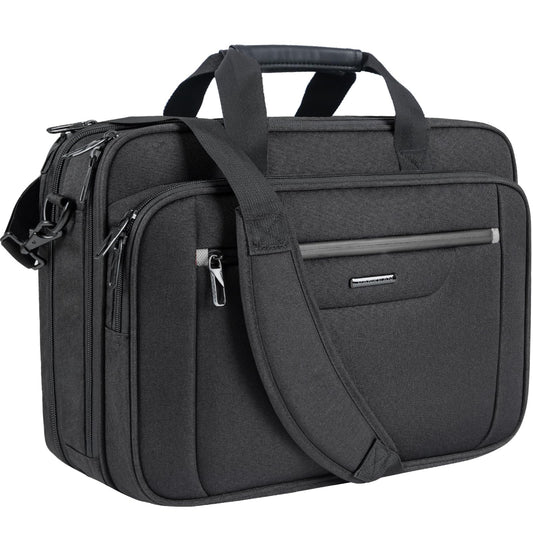 VANKEAN Laptop Briefcase Premium Laptop Case Fits Up to 17.3 Inch Business Shoulder Bag Laptop Expandable Water-Repellent Messenger Bag for Men/Women Computer Bag for Travel/Business/Black-Grey