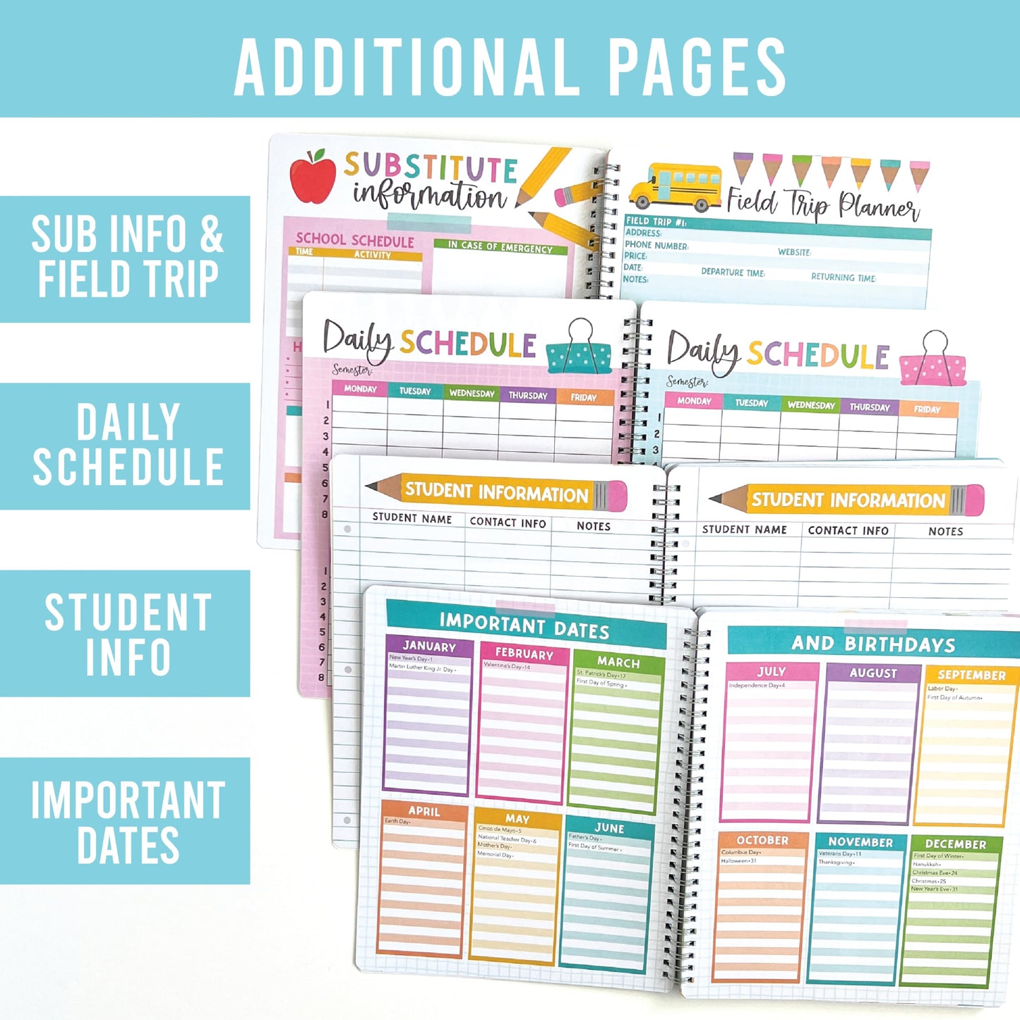 Hadley Designs Teacher Planner 2025-2026 – Lesson Planner Book for Teachers Must Haves, Undated Teacher Planners, Lesson Plan Notebook, Homeschooling Planners, Teachers Appreciation Gifts