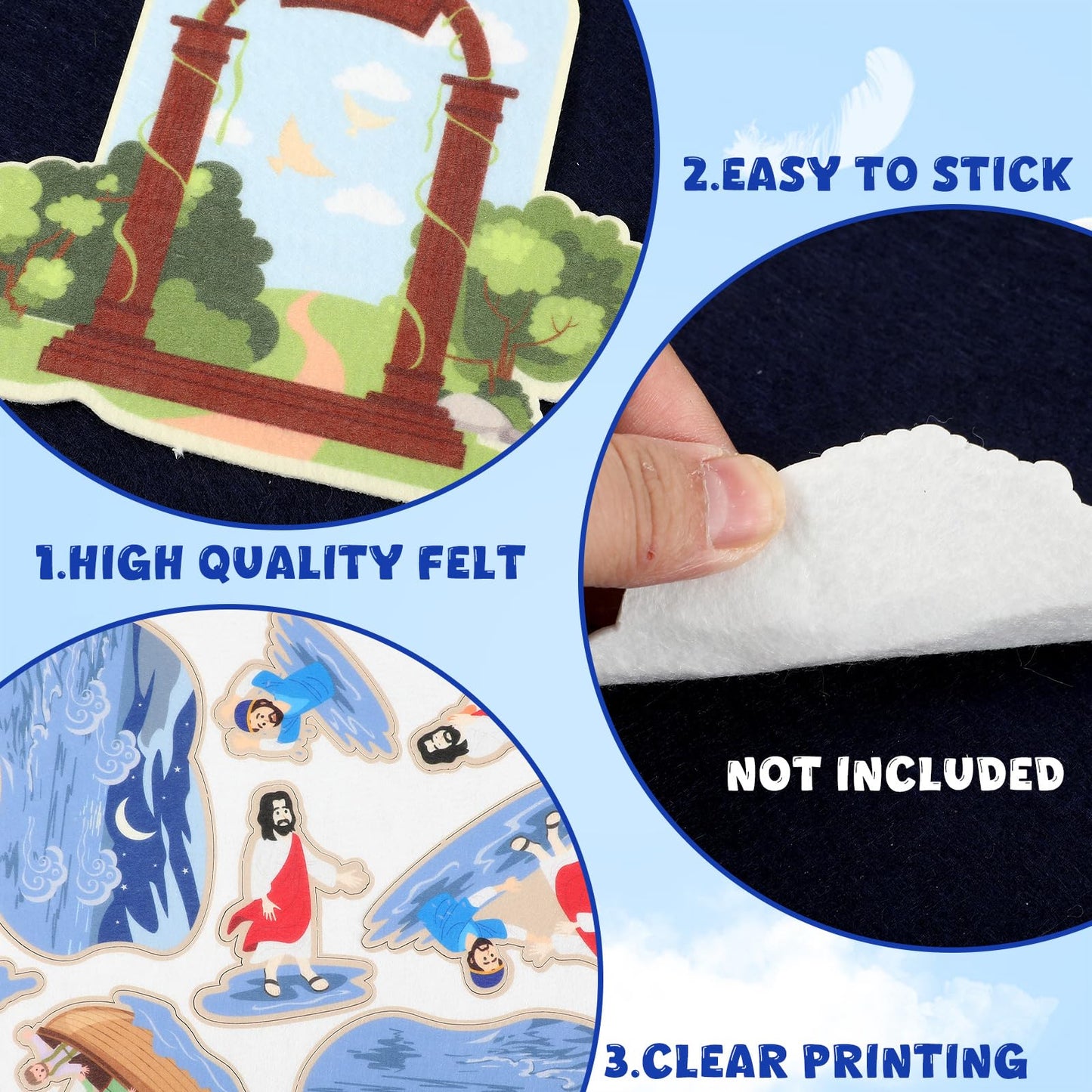 Windkream 12 Set Felt Board Stories Pieces Set Felt Animals Bible Fairy Tales for Preschool Animals Figures Flannel Board Stories for Toddlers Preschool Kindergarten Storytelling(Religious)