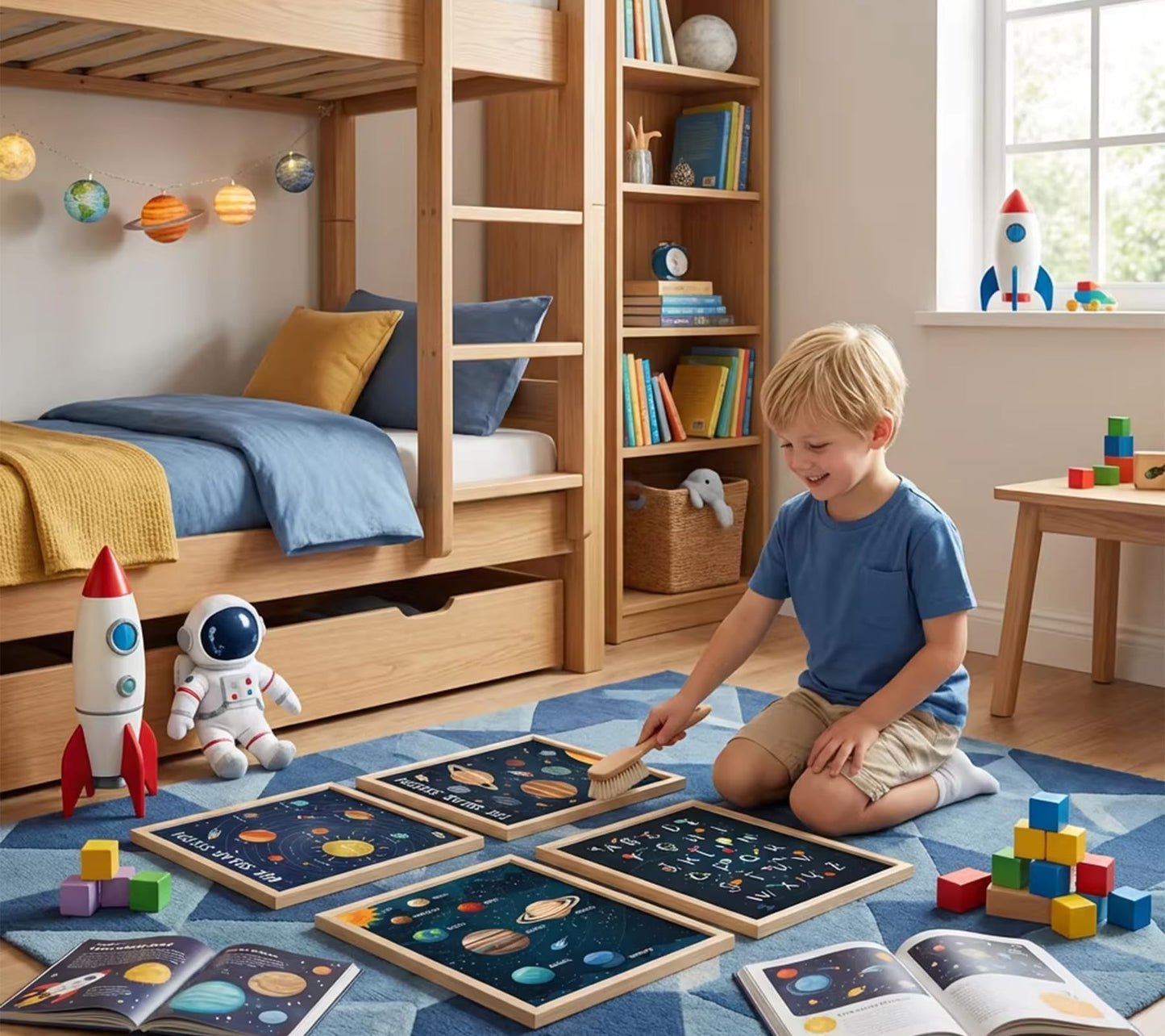 4Pcs Space Nursery Canvas Wall Art, Preschool Education Painting Picture Wall Decor, Solar System Poster Print Artworks for Classrooms, Nurseries, Children's Rooms, Playrooms, Home Decoration 12x16in