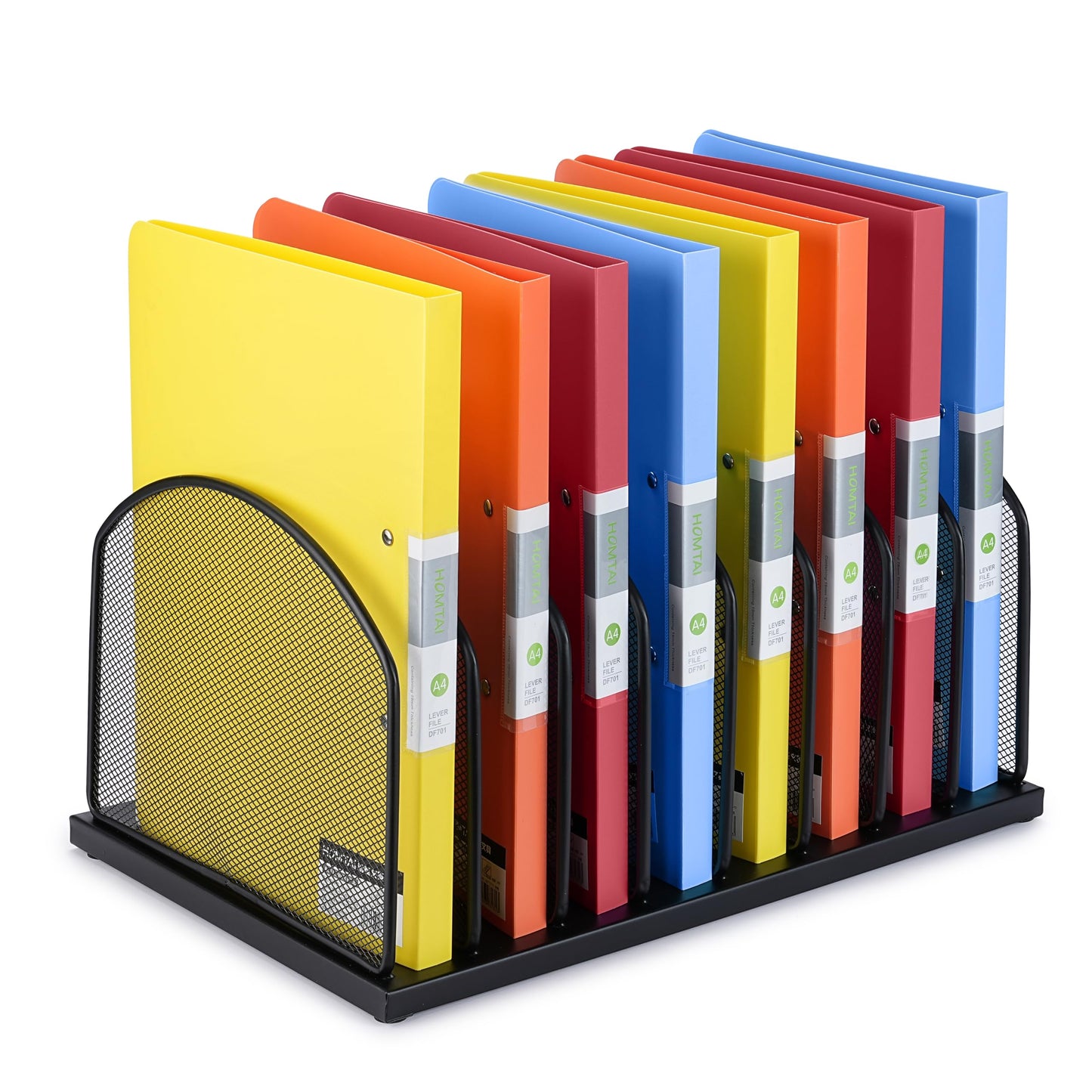 Huron 8-Slot Vertical File Binder Organizer Storage, Black Steel Mesh