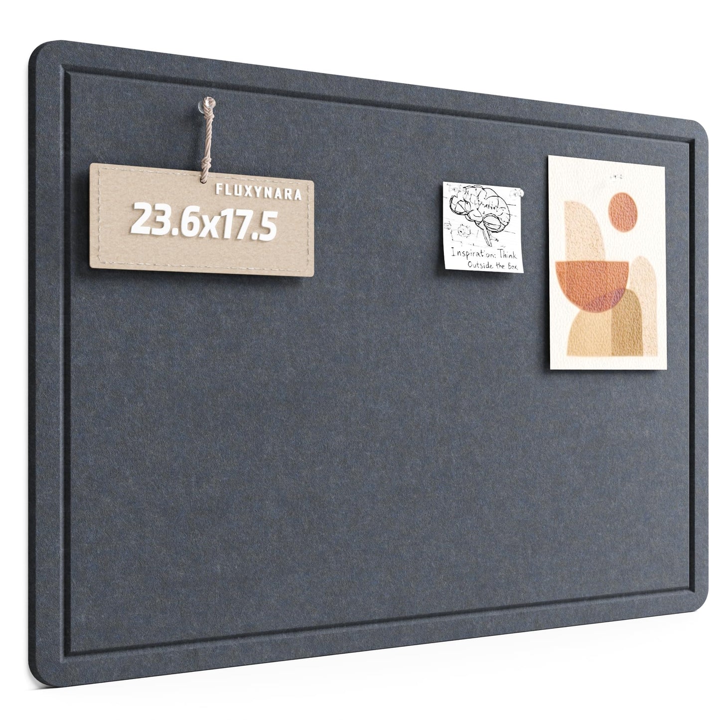 Fluxynara Bulletin Board, 23.6" x 17.5" Cork Board Alternative with 12 Safe Removable Adhesive Tabs, Foldable Felt Pin Board for Home Office, Classroom, Bedroom,Entryway for Walls—Navy Blue