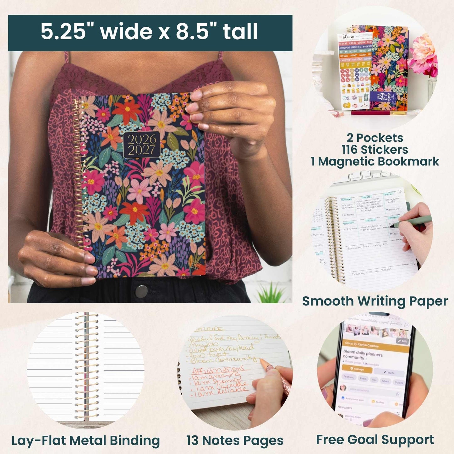 bloom daily planners 2026-2027 Planner - Academic Year (July 2026 - July 2027) Monthly & Weekly Soft Cover Planner for Women - 13 Month Calendar Agenda Book with Stickers - 5.5" x 8.25" - Floral Fiesta