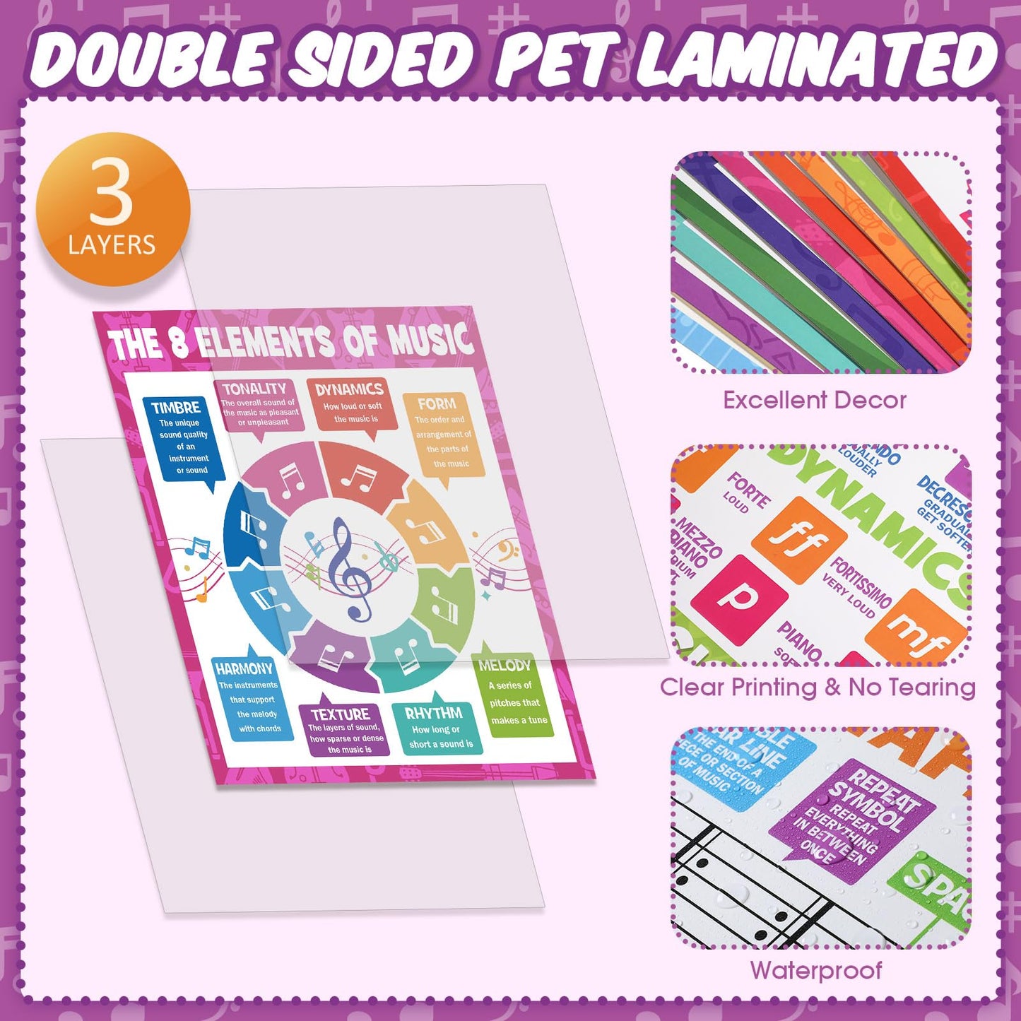 Chiisong 19 Pcs Music Classroom Decorations Music Posters Music Bulletin Board Set Musical Educational Posters Music Elements Bulletin Board Poster for Primary Middle High School Classroom Decorations