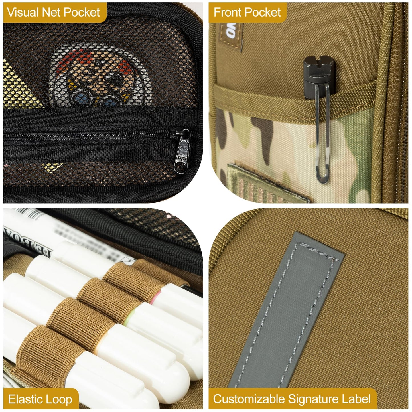 ONETIGRIS Pencil Case for Boys - Pencil Pouch for Boys School Office Supplies Stationery, Zipper Multi-Slot Large Capacity Pencil Bag Organizer with Pens Sleeve Holder for Adults Children Men Women