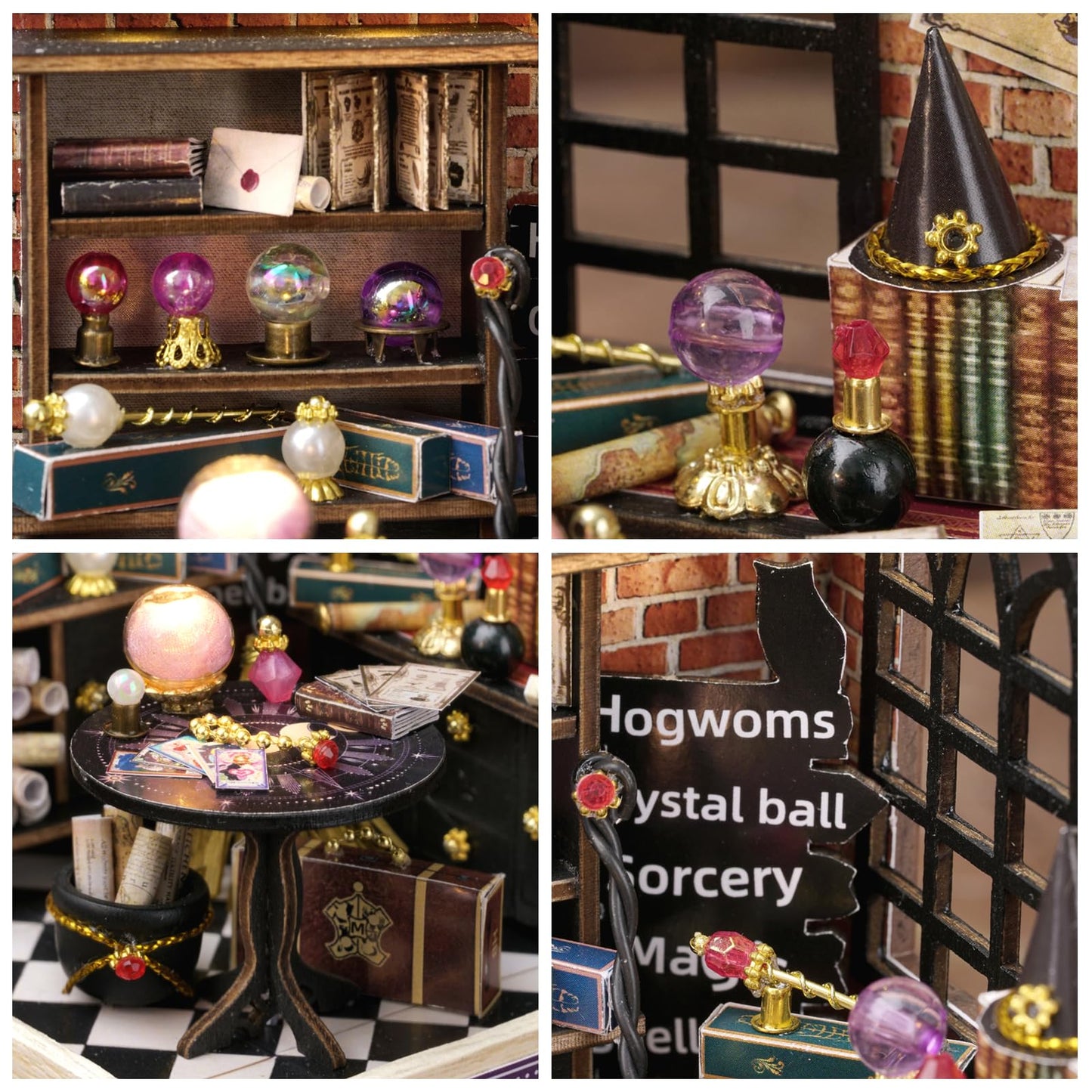 Miniature House Kit, CUTEROOM Tiny House Kit Wooden Dollhouse Kit Mini House Making Kit with Dust Cover, DIY Dollhouse Kit Birthday Gift (Moon Magic)