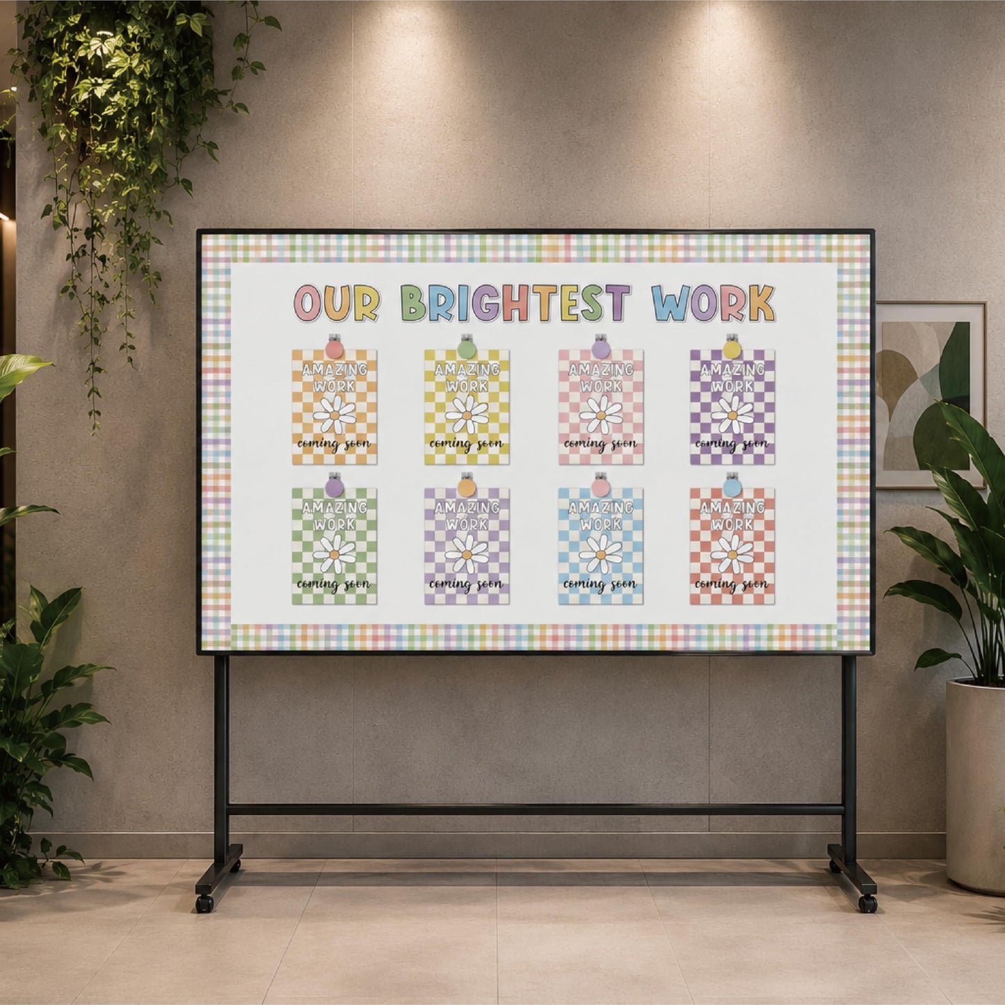 Bigerto 160 Pcs Pastel Student Work Display Bulletin Board Decoration Our Brightest Work Wow Works Cutouts with Clips Names Display Classroom Decor for Teachers Motivational Back to School Supplies