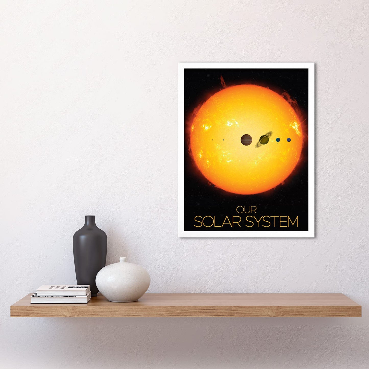 Artery8 NASA Our Solar System Planets and Sun Size Comparison Art Print Framed Poster Wall Decor 12x16 inch