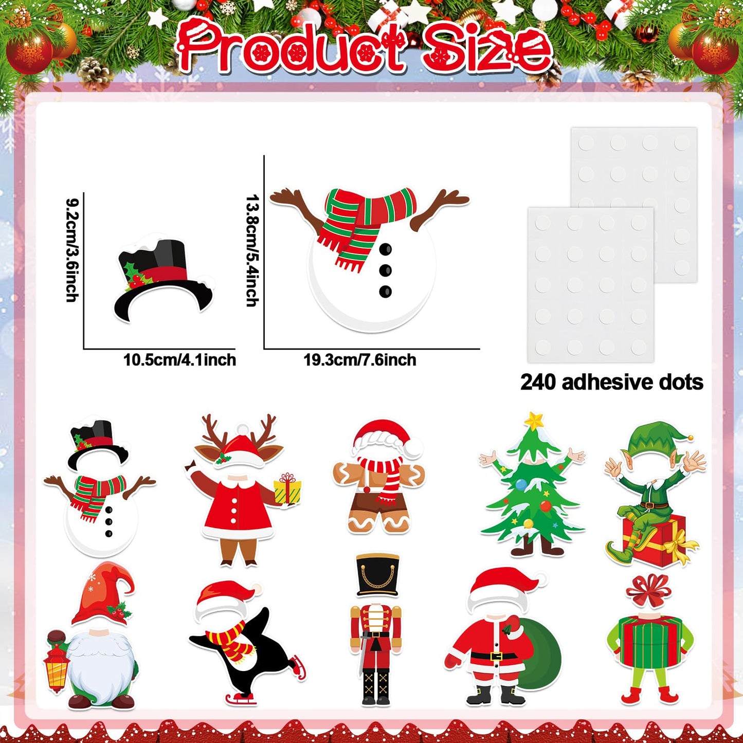 60pcs Christmas Theme Cutouts Xmas Holiday Bulletin Board Decorations Xmas Theme Claus Paper Cut-Outs Classroom Decor for Christmas Classroom DIY Craft Photo Wall Door Winter Party Supplies