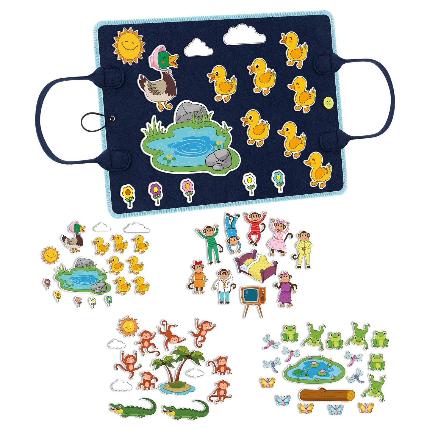SmoothNovelty 4 Pack Felt Board Stories Set Flannel Felt Story Board Pieces for Storytelling (Fairy Stories)