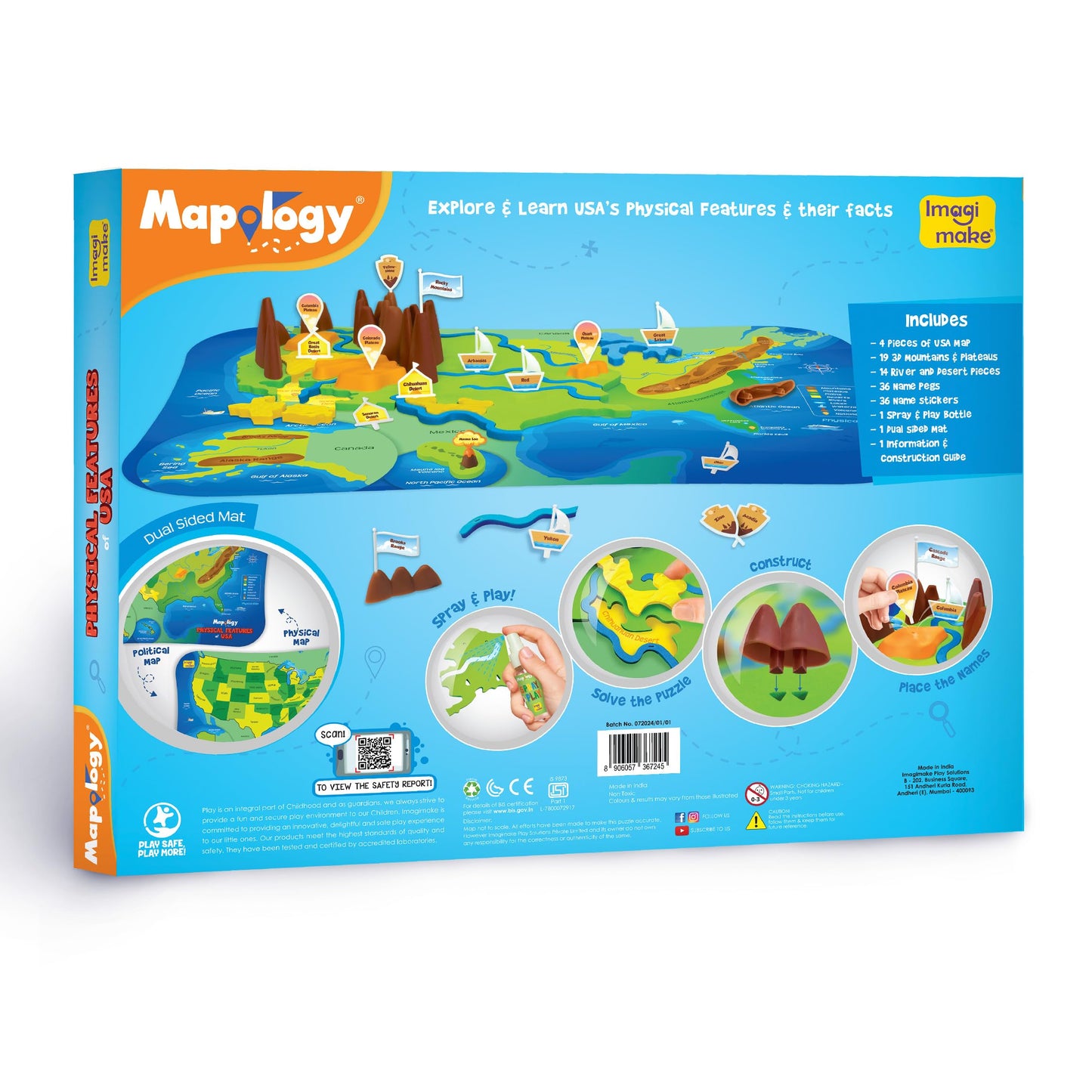 Imagimake Mapology Physical Features USA Puzzle | Mountains, National Parks, Rivers & Lakes 3D Puzzle Toys for Ages 8-13 | Educational Toys | Classroom Must-Haves | Back to School Gifts for Kids 8-12