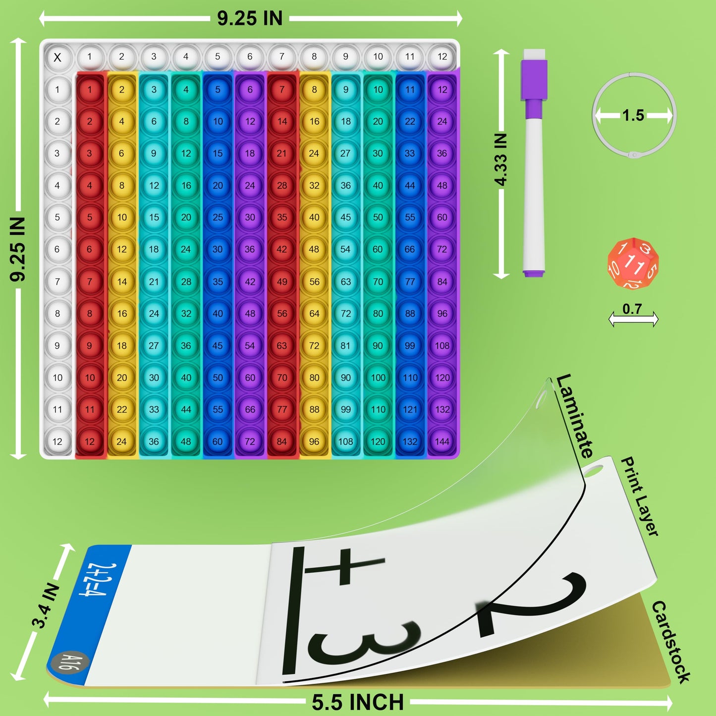 Math Games for Kids - Math Flash Cards - Interactive Practice Kit Pop It Practice with Addition, Subtraction, Multiplication & Division - Ideal for Learning and Skill Building - Ages 4-8