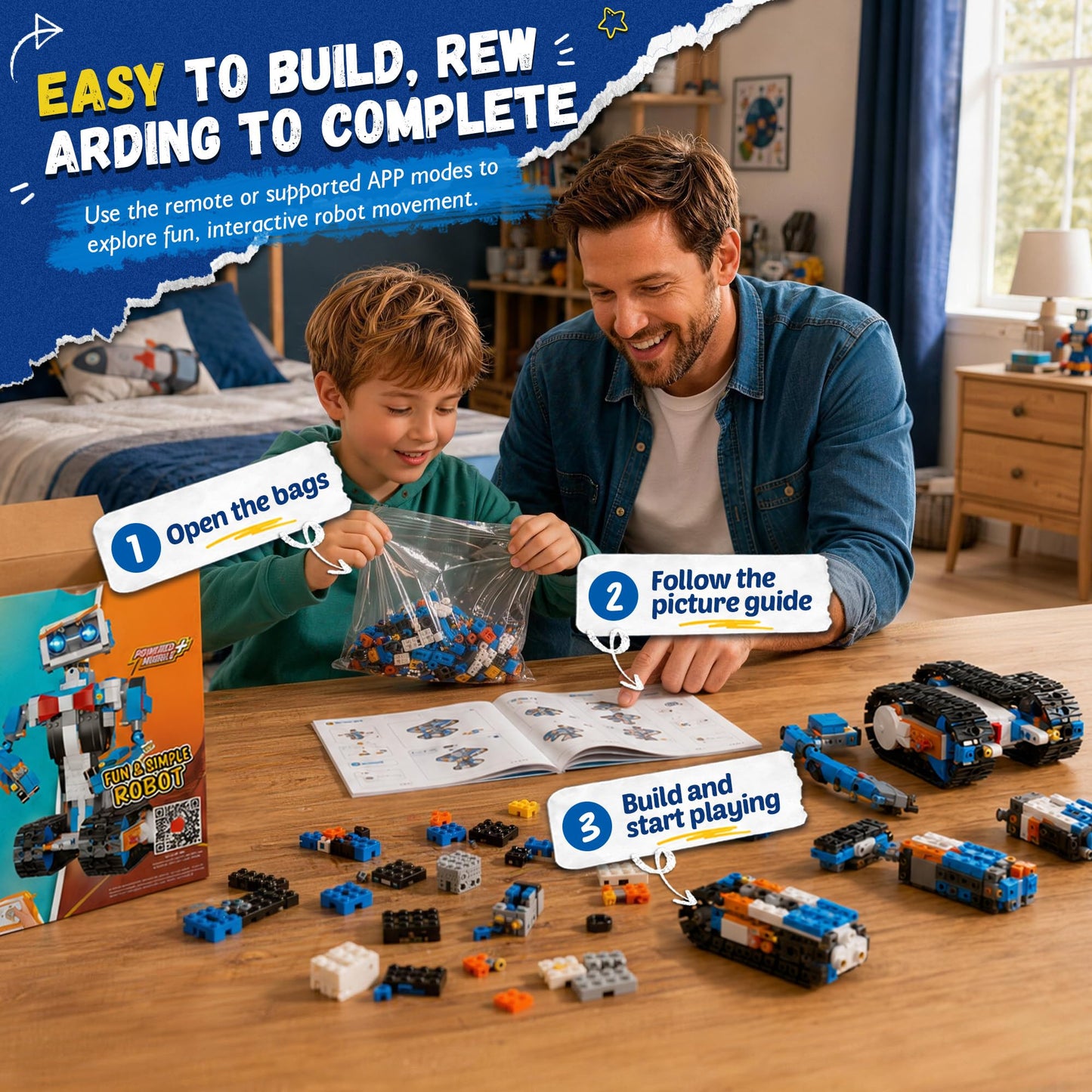 okk Robot Building Toys for Boys, STEM Projects for Kids Ages 6-12, Remote & APP Controlled Engineering Learning Educational Coding DIY Building Kit Rechargeable Robot Toy Gifts for Girls