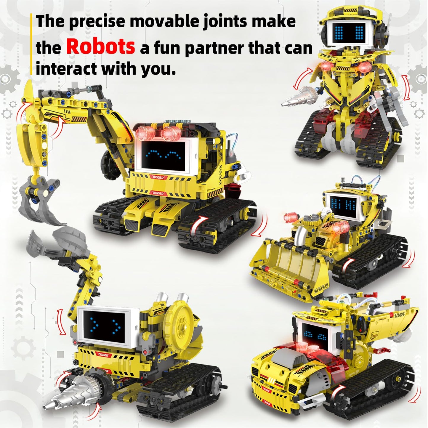 Suplanet 5 in 1 STEM Robot Building Kit, Programmable RC Truck Set, APP & Remote Control with LED Display, Engineering Technic Educational Construction Toy Gift for Kids Ages 8-14 Boys (660 PCS)