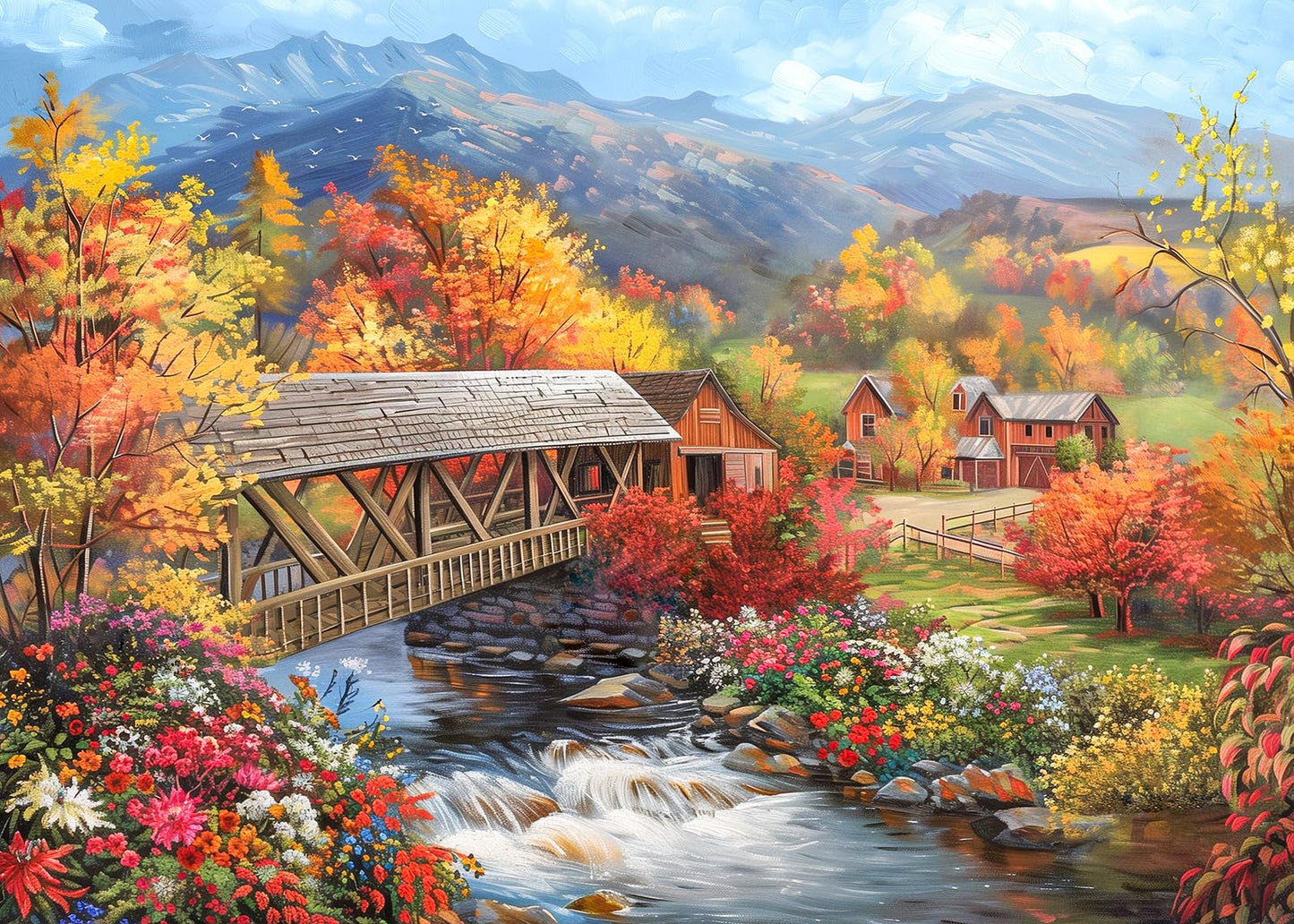 MBOQIU 1000 Piece Puzzle for Adults - Fall Village Puzzles for Adults 1000 Pieces, Letters on Back, Enchanting Autumn Scene Jigsaw Puzzle, Challenging Puzzles for Teens Seniors - 27.6 x 19.7 inches