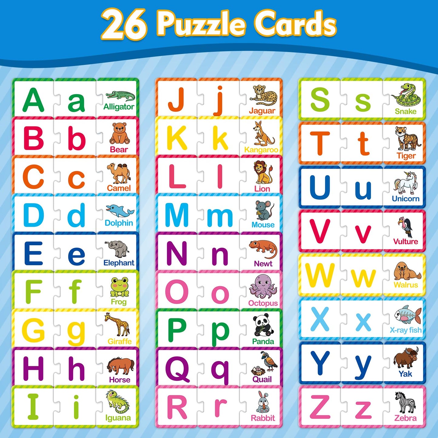 Kasfalci Alphabet Puzzle Flash Cards, 78 PCS ABC Flashcards for Kids, Alphabet Learning Toys for Toddlers, Matching Letter Game Gifts, Preschool Kindergarten Activities Classroom Must Haves