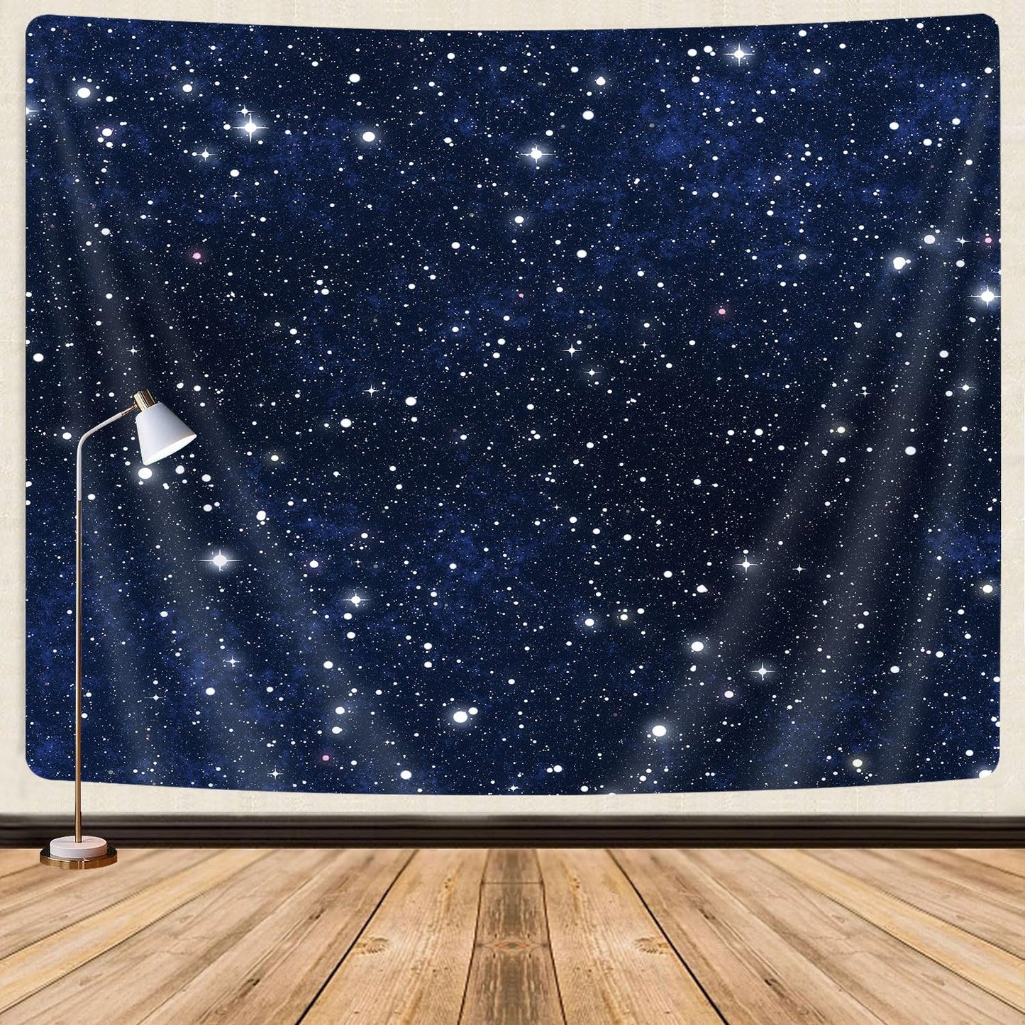 GOAOK Outer Space Galaxy Tapestry, Dark Blue Starry Night Sky Stars Moon Ceiling Tapestries, 60"X40"Inch Fantasy Cosmic Universe Celestial Small Tapestry Wall Hanging for Bedroom Room Dorm