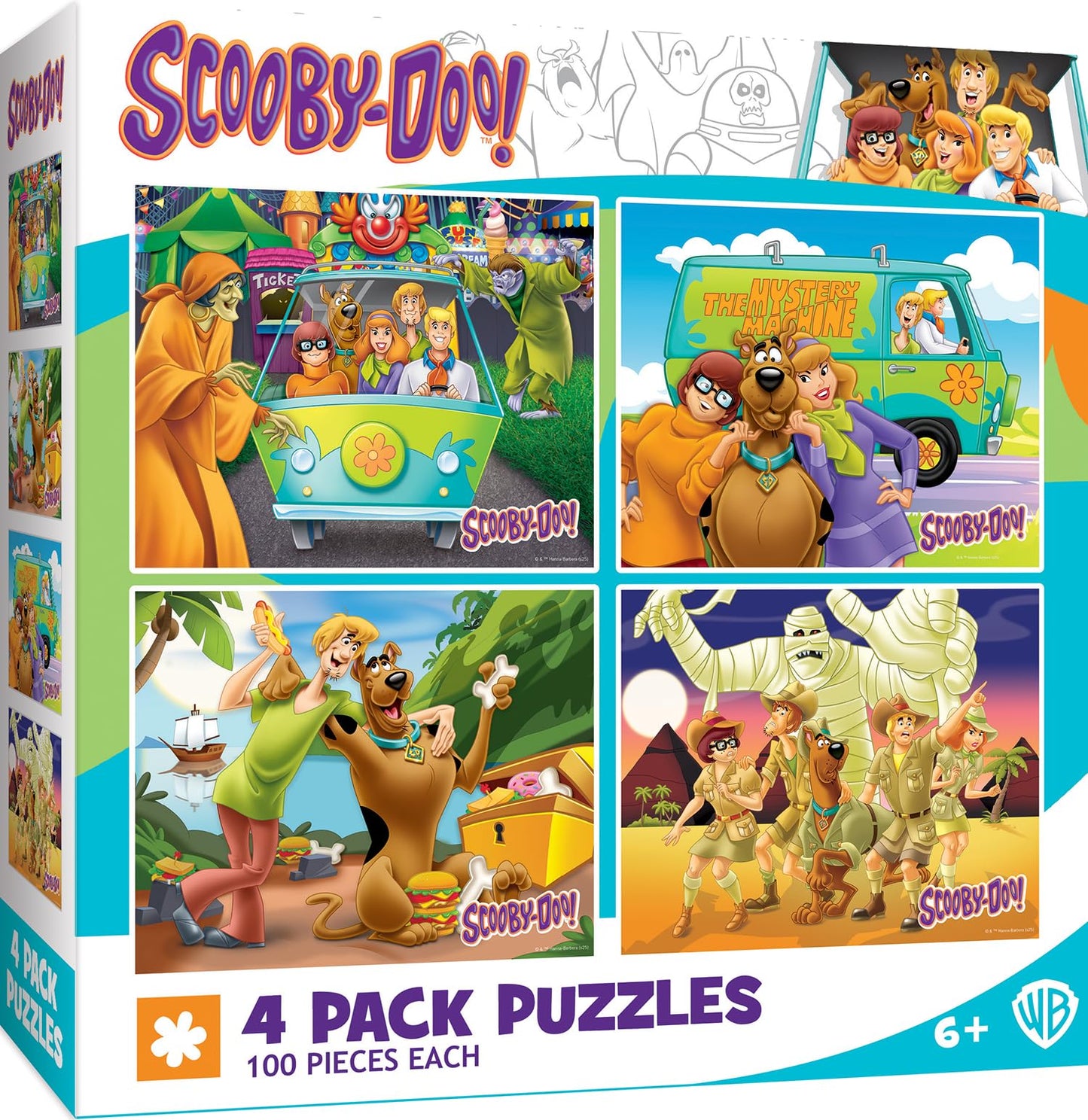 MasterPieces Puzzle Set - 4-Pack 100 Piece Jigsaw Puzzle for Kids - Scooby-Doo! 4-Pack - 8"x10"