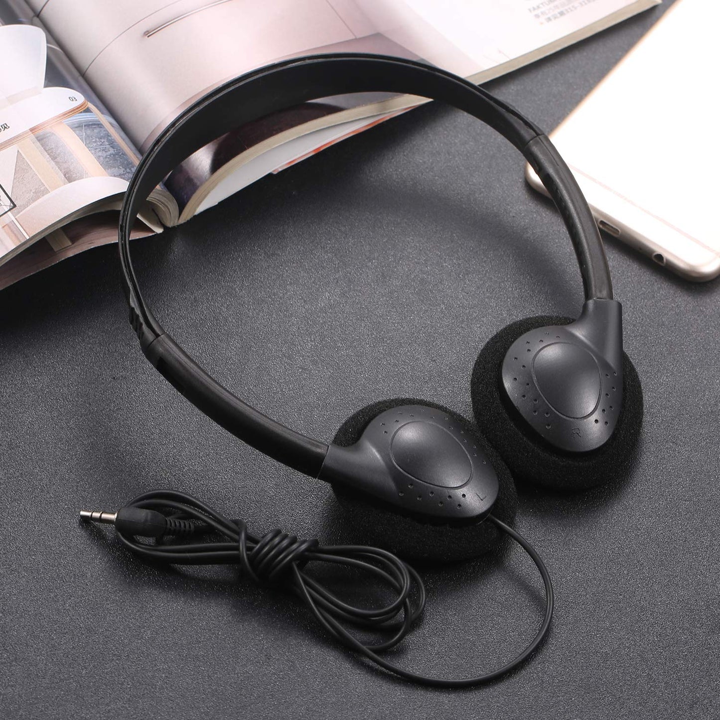 CN-Outlet 50 Pack Classroom Headphones Bulk for Kids School Class Set Headsets for Students Teens Toddler Children and Adults, Wholesale Wired Earphones-Upgrade (10 Mixed Colors, 50 Pack)